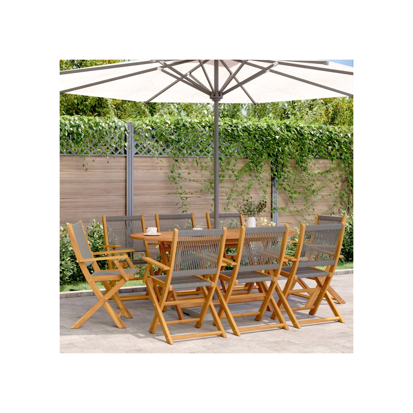 Chaises pliantes 8 pièces en bois d'acacia massif gris