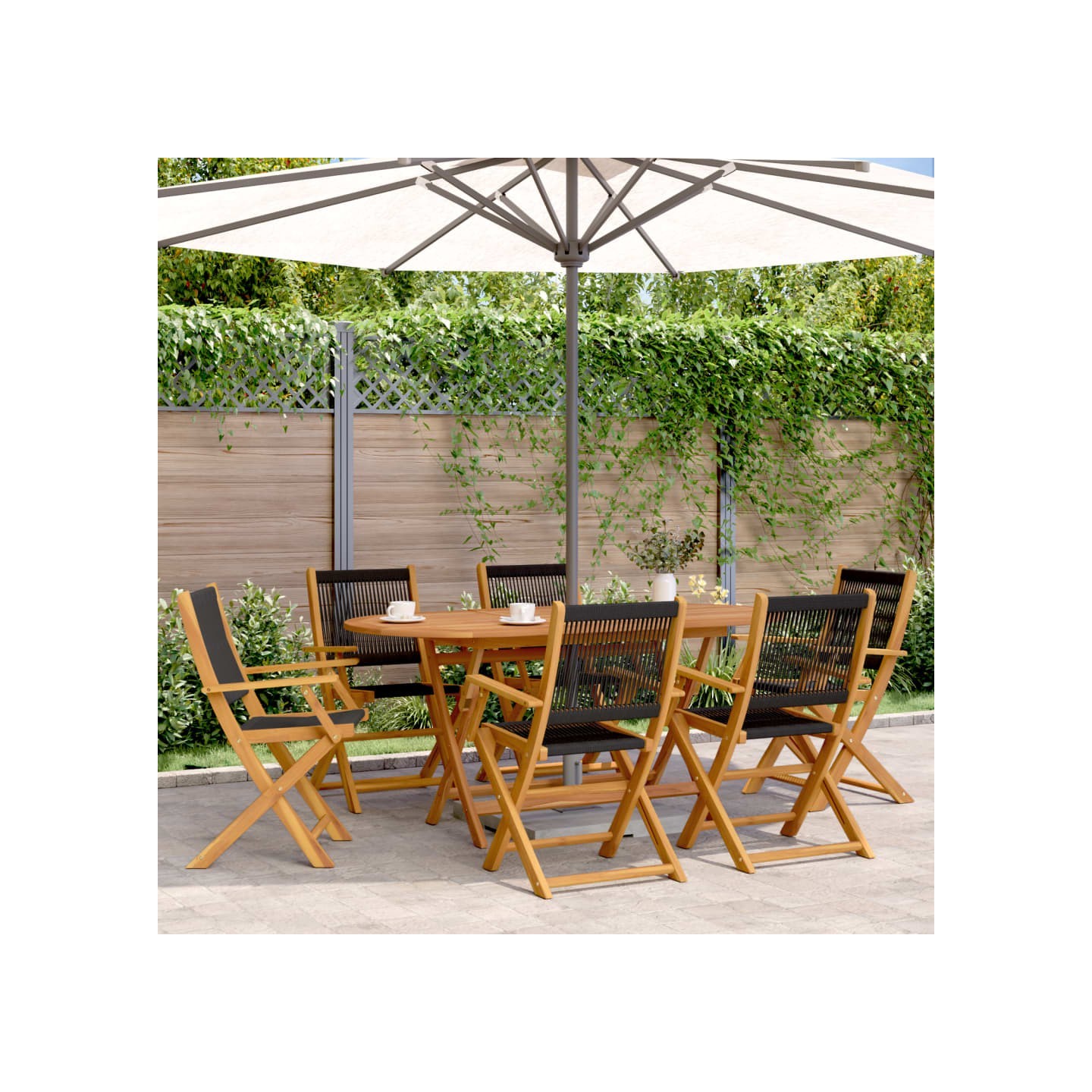 Chaises pliantes 6 pièces en bois d'acacia massif noir