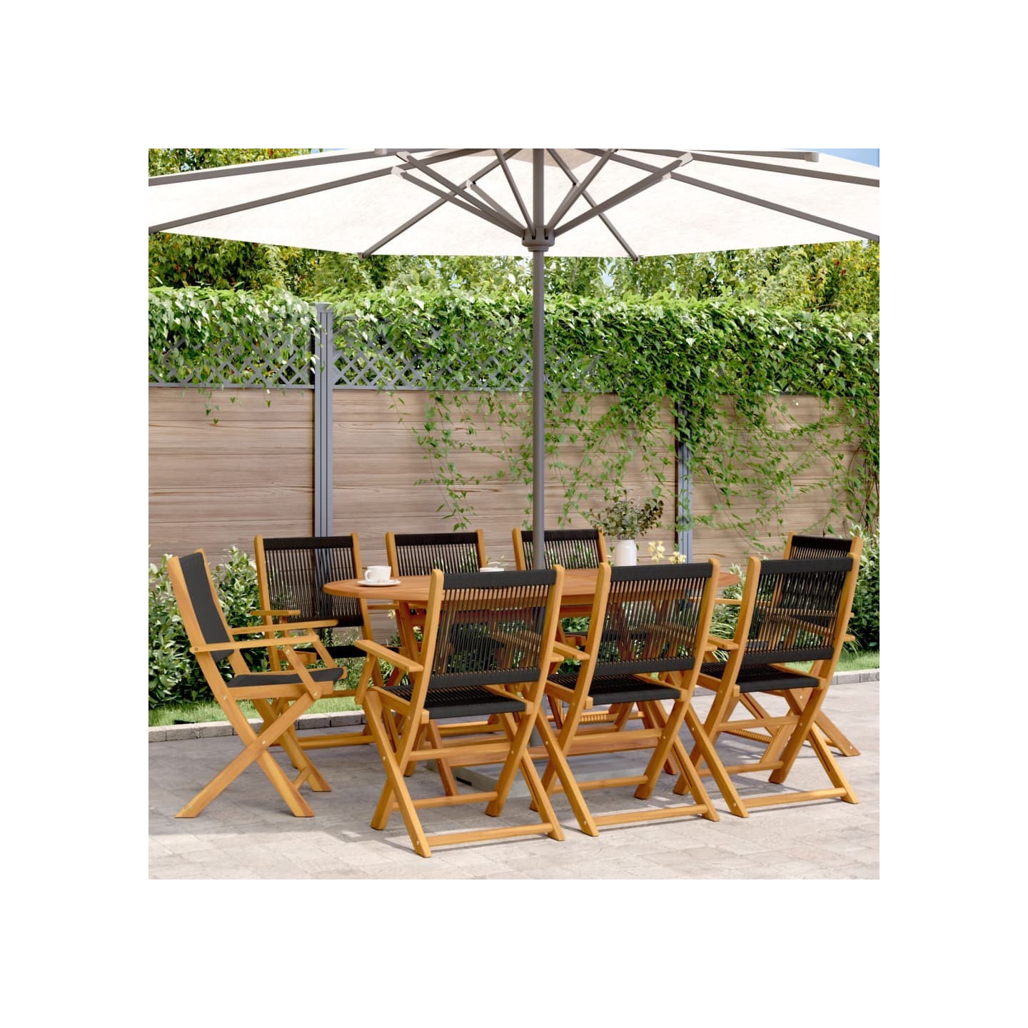 Chaises pliantes 8 pièces en bois d'acacia massif noir