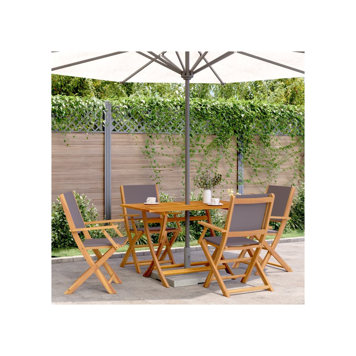 Chaises pliantes 4 pièces Tissu anthracite et bois massif
