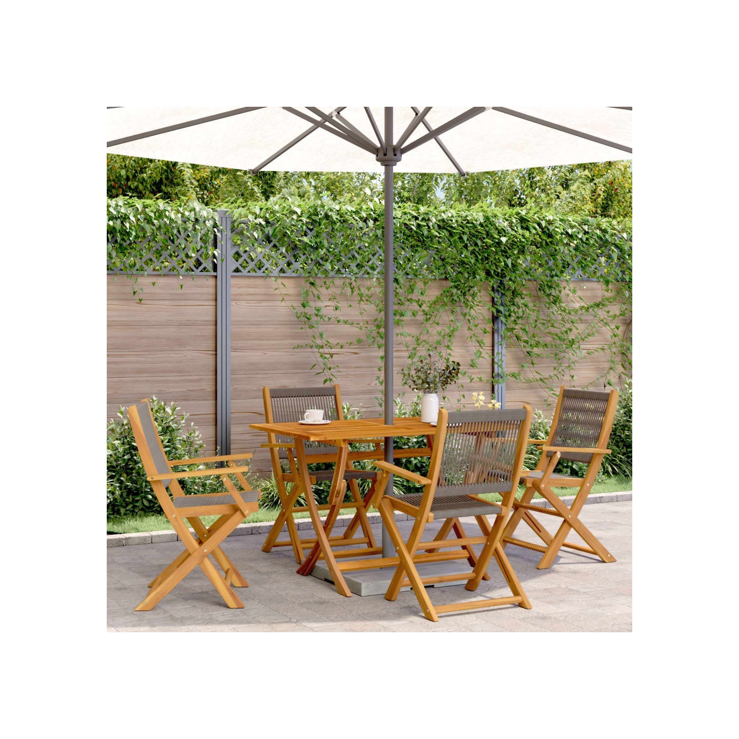 Chaises pliantes 4 pièces en bois d'acacia massif gris