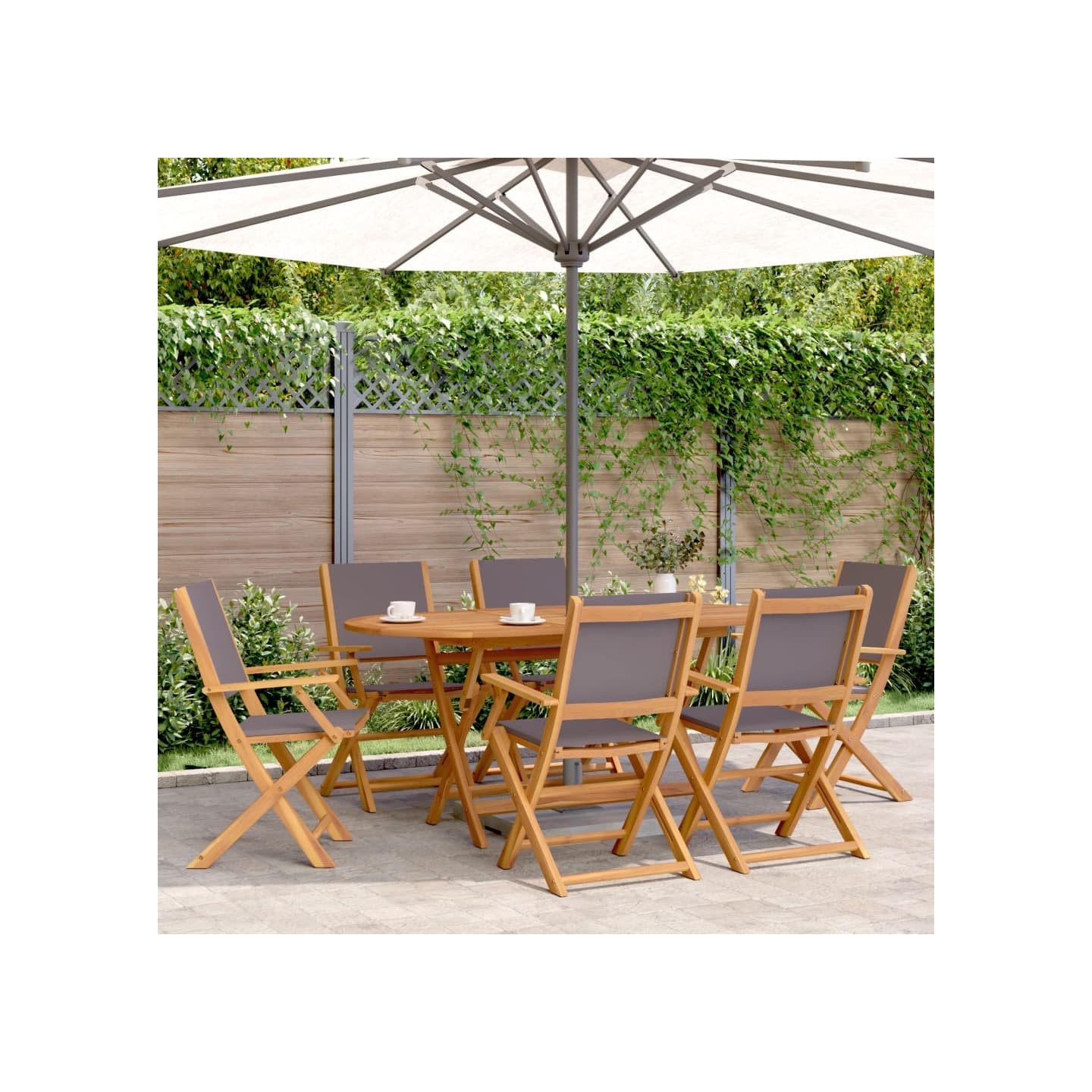 Chaises pliantes 6 pièces en tissu anthracite et bois massif