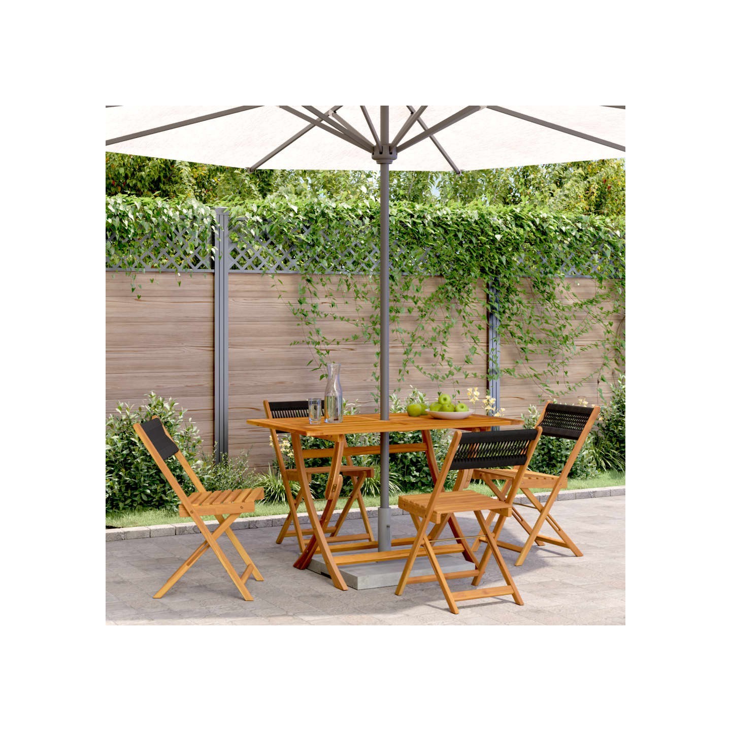 Chaises pliantes 4 pièces en bois d'acacia massif noir