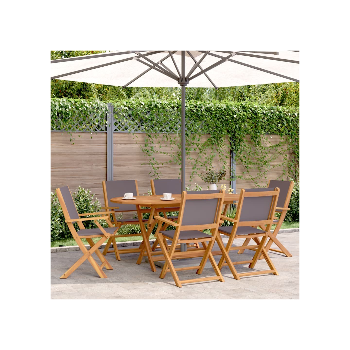 Chaises pliantes 8 pièces, tissu anthracite et bois massif