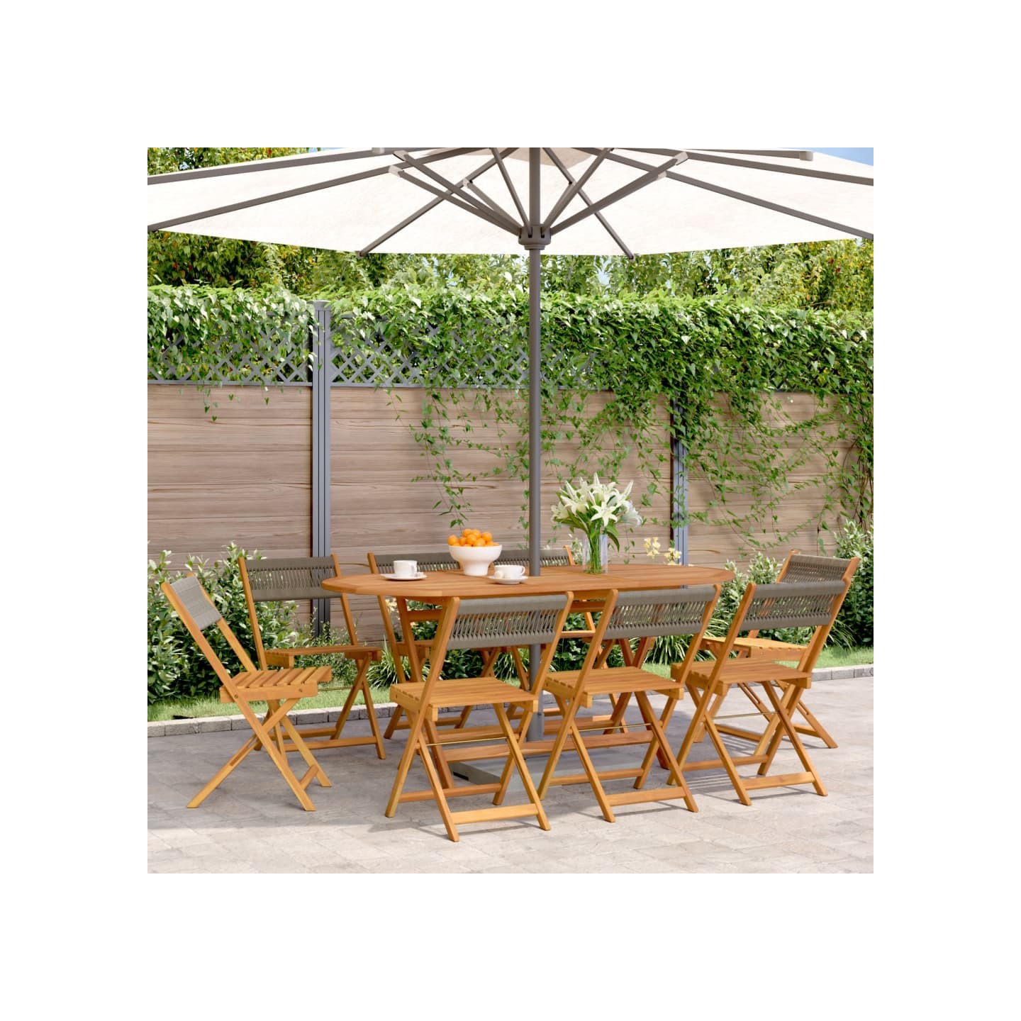 Chaises pliantes 8 pièces en bois d'acacia massif gris
