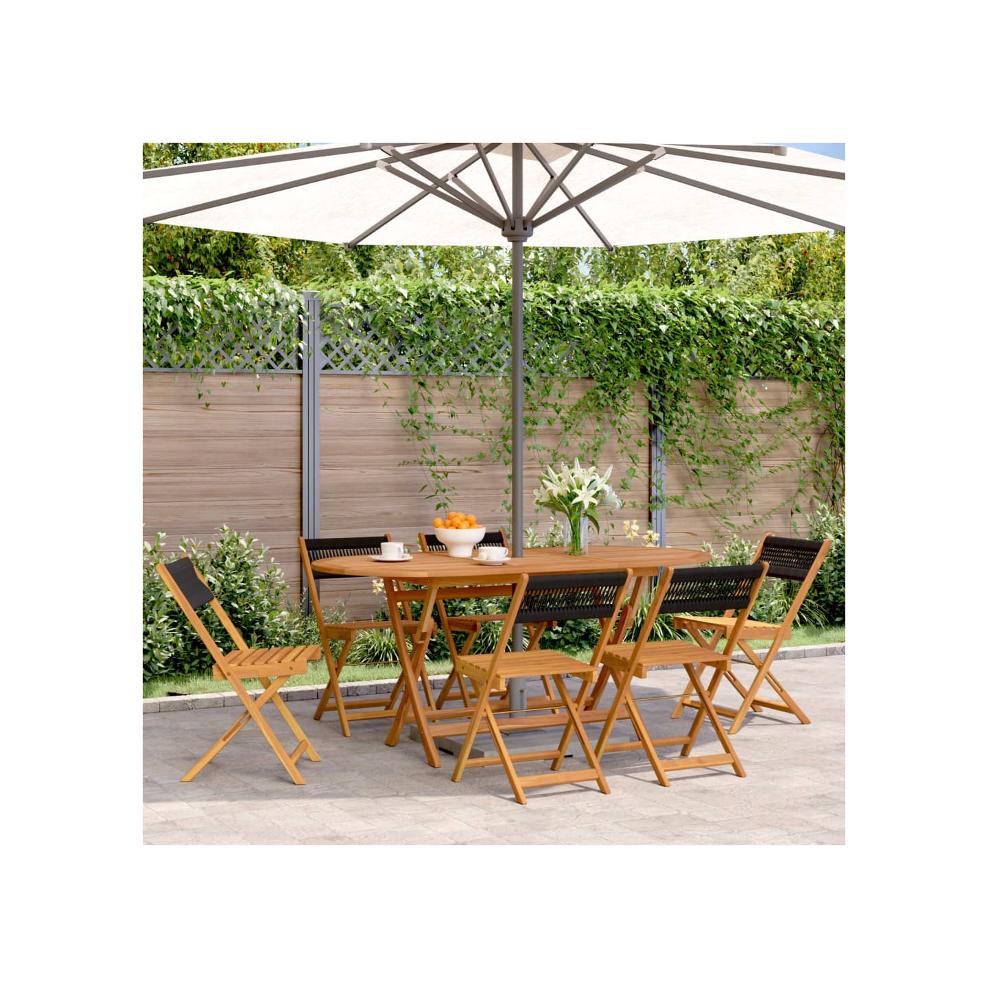Chaises pliantes 6 pièces en bois d'acacia massif noir