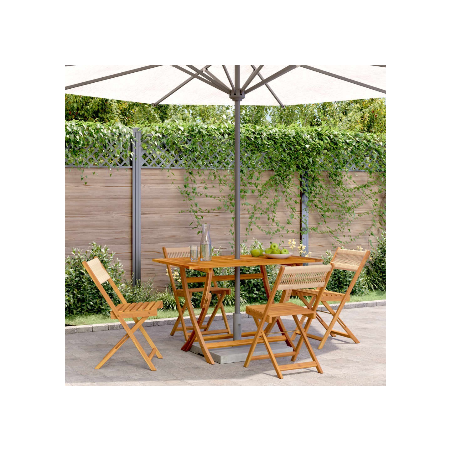 Chaises pliantes 4 pièces Beige Bois massif Acacia