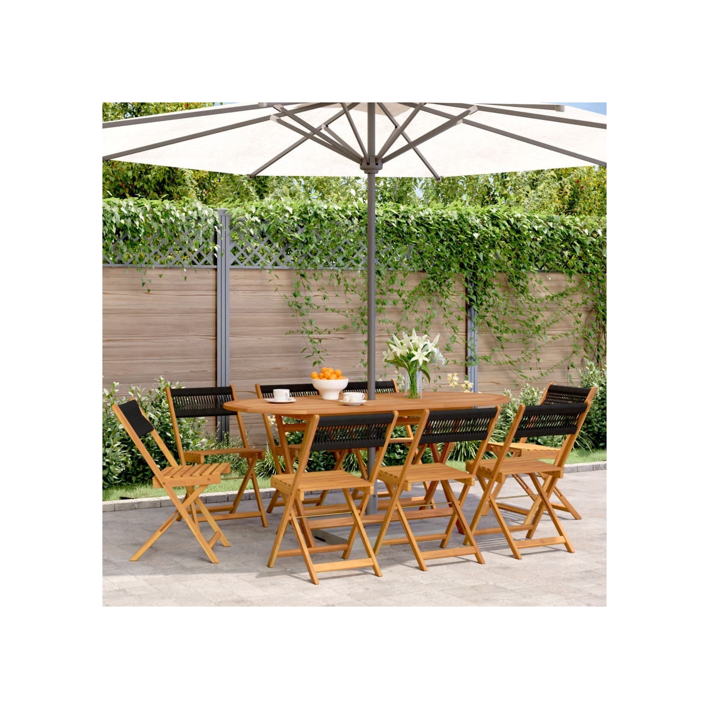 Chaises pliantes 8 pièces en bois d'acacia massif noir