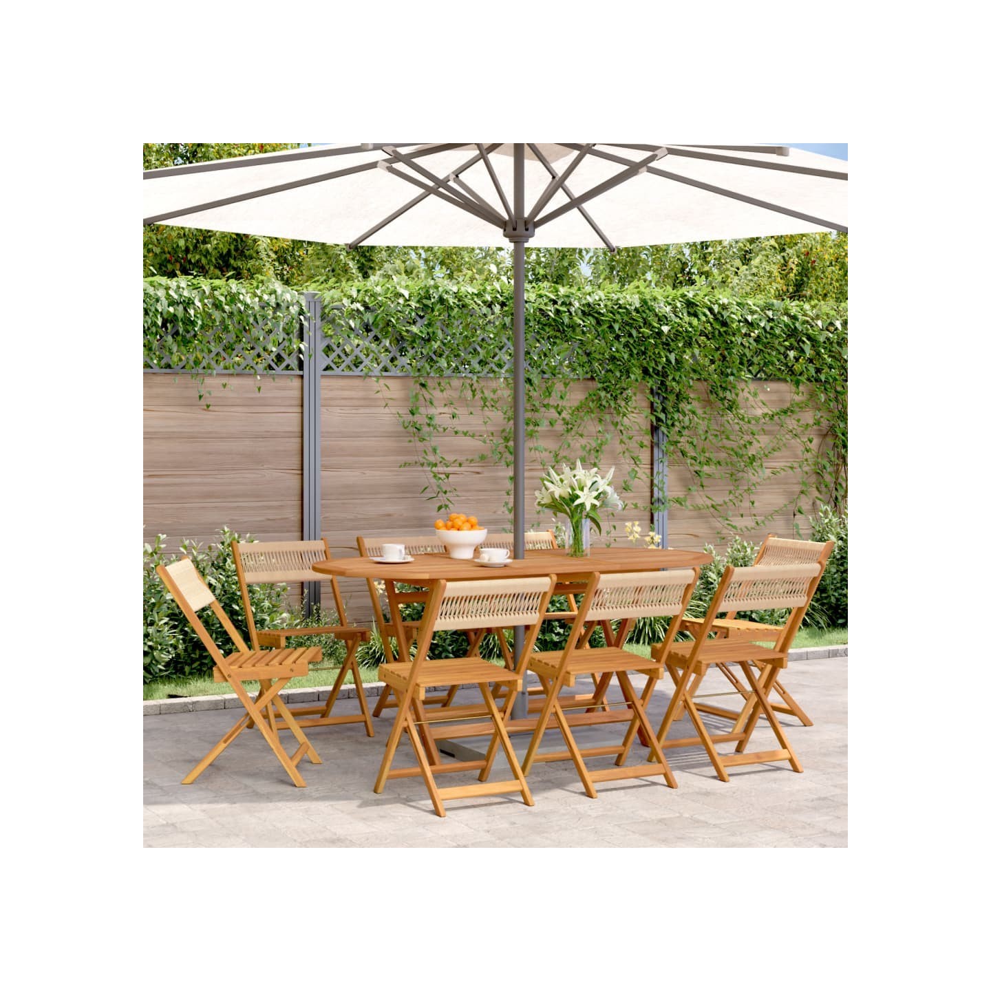 Chaises pliantes 8 pièces Beige Bois massif Acacia