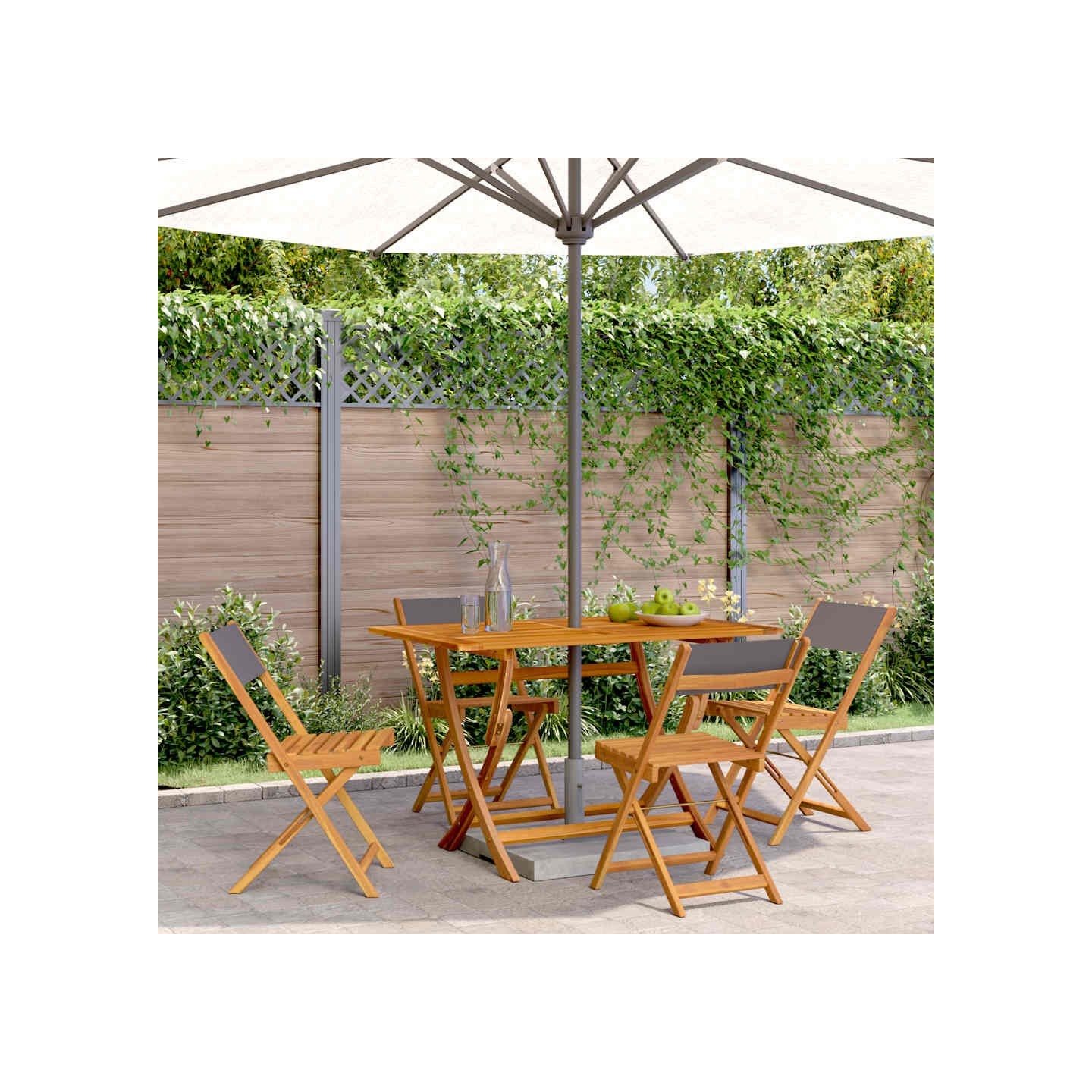 Chaises pliantes 4 pièces Tissu anthracite et bois massif