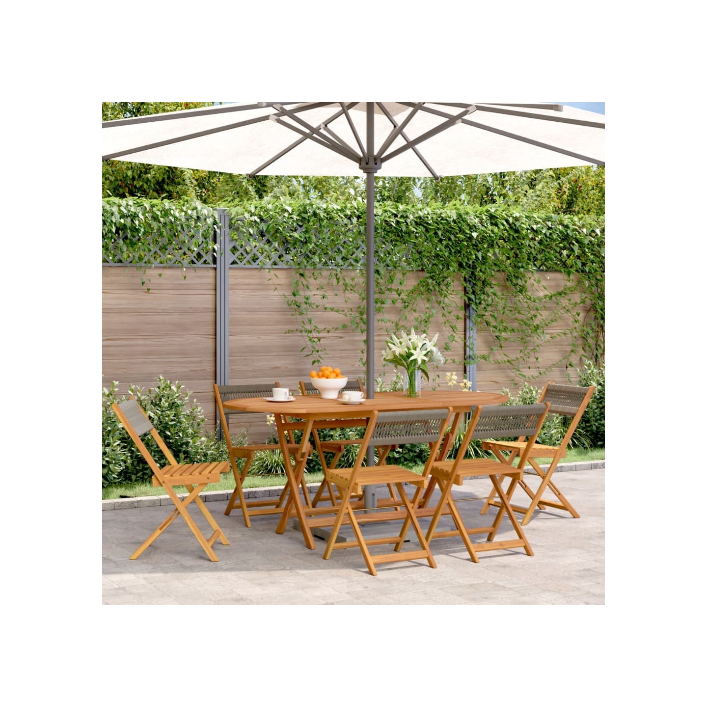 Chaises pliantes 6 pièces en bois d'acacia massif gris