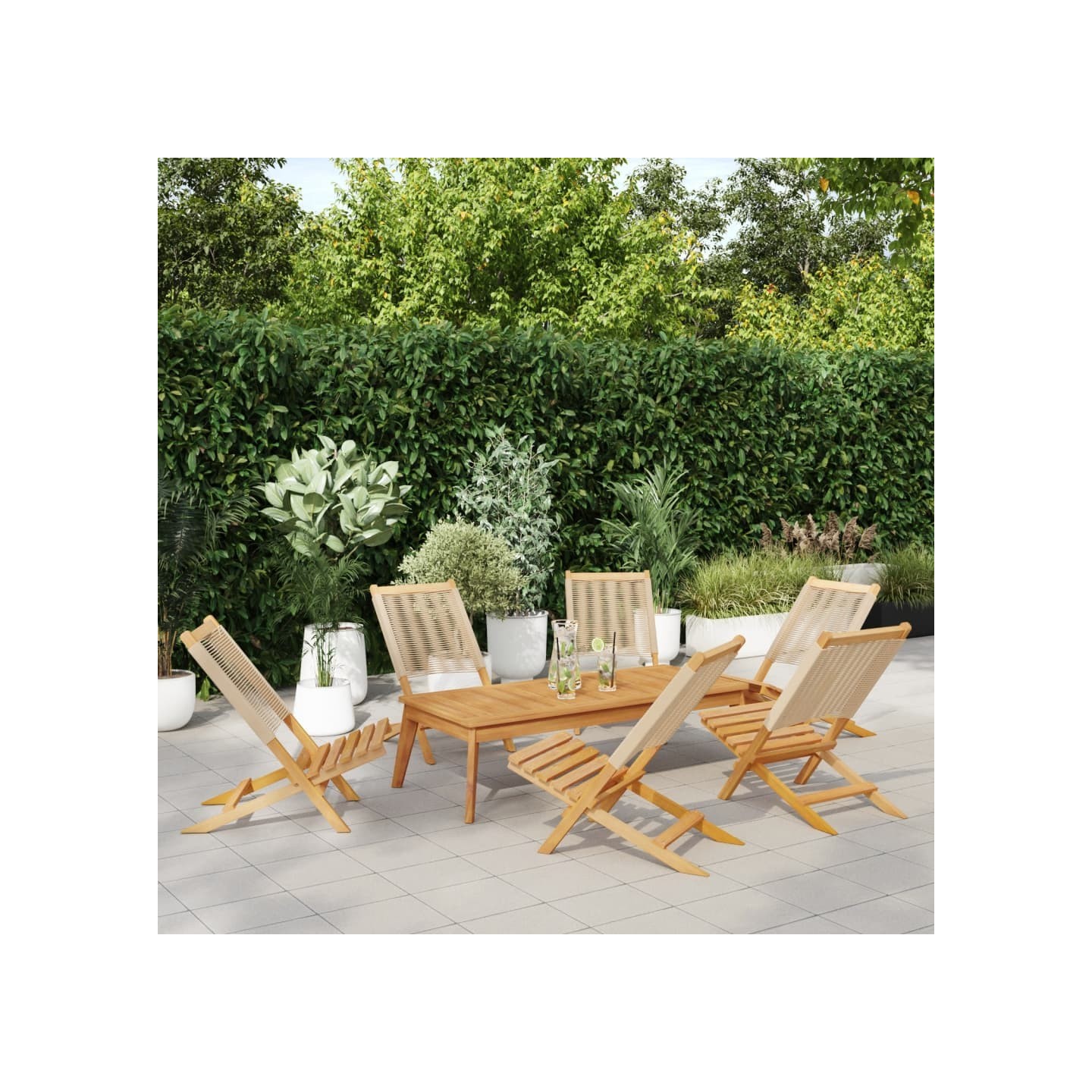 Chaises pliantes 6 pièces Beige Bois massif Acacia