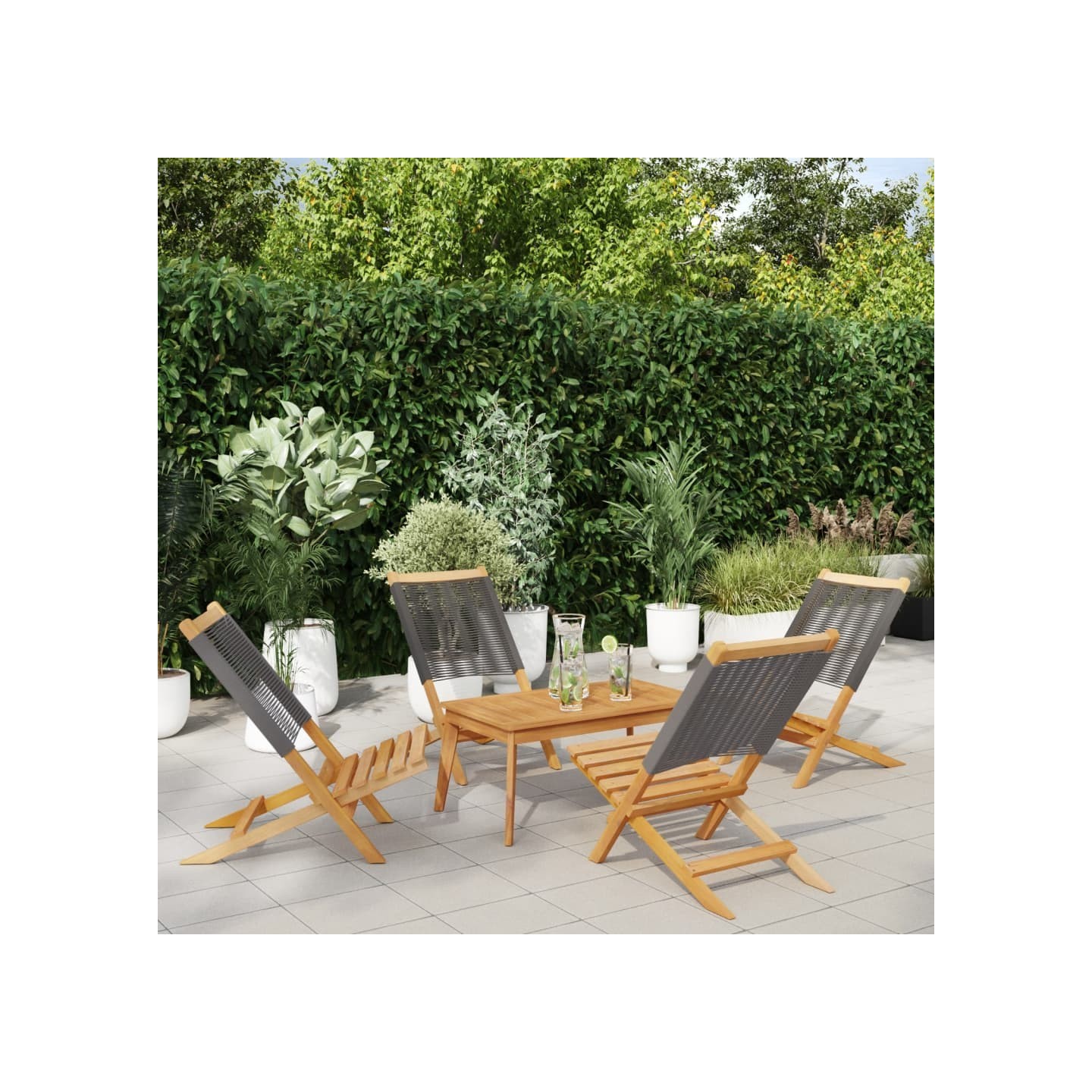 Chaises pliantes 4 pièces en bois d'acacia massif gris