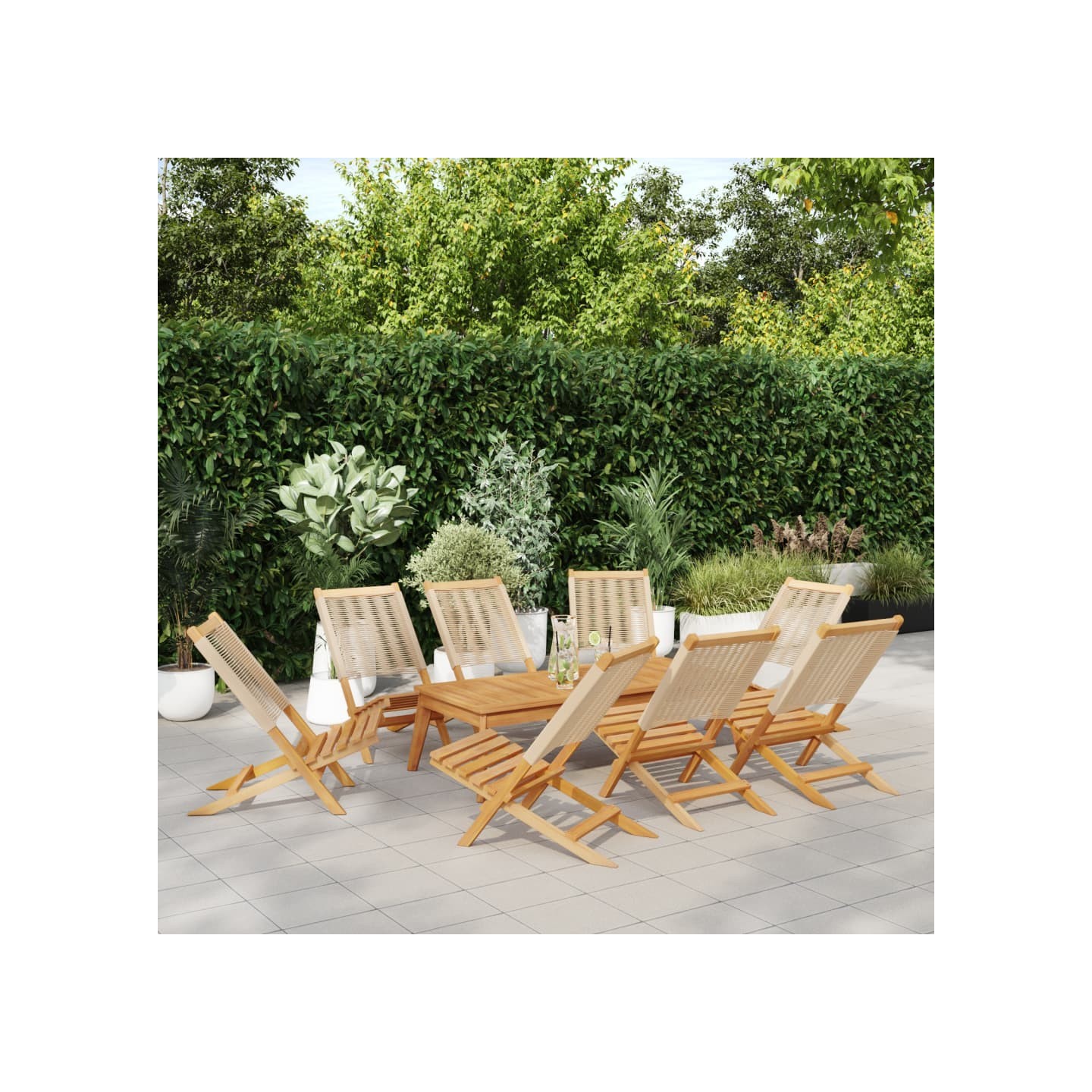 Chaises pliantes 8 pièces Beige Bois massif Acacia