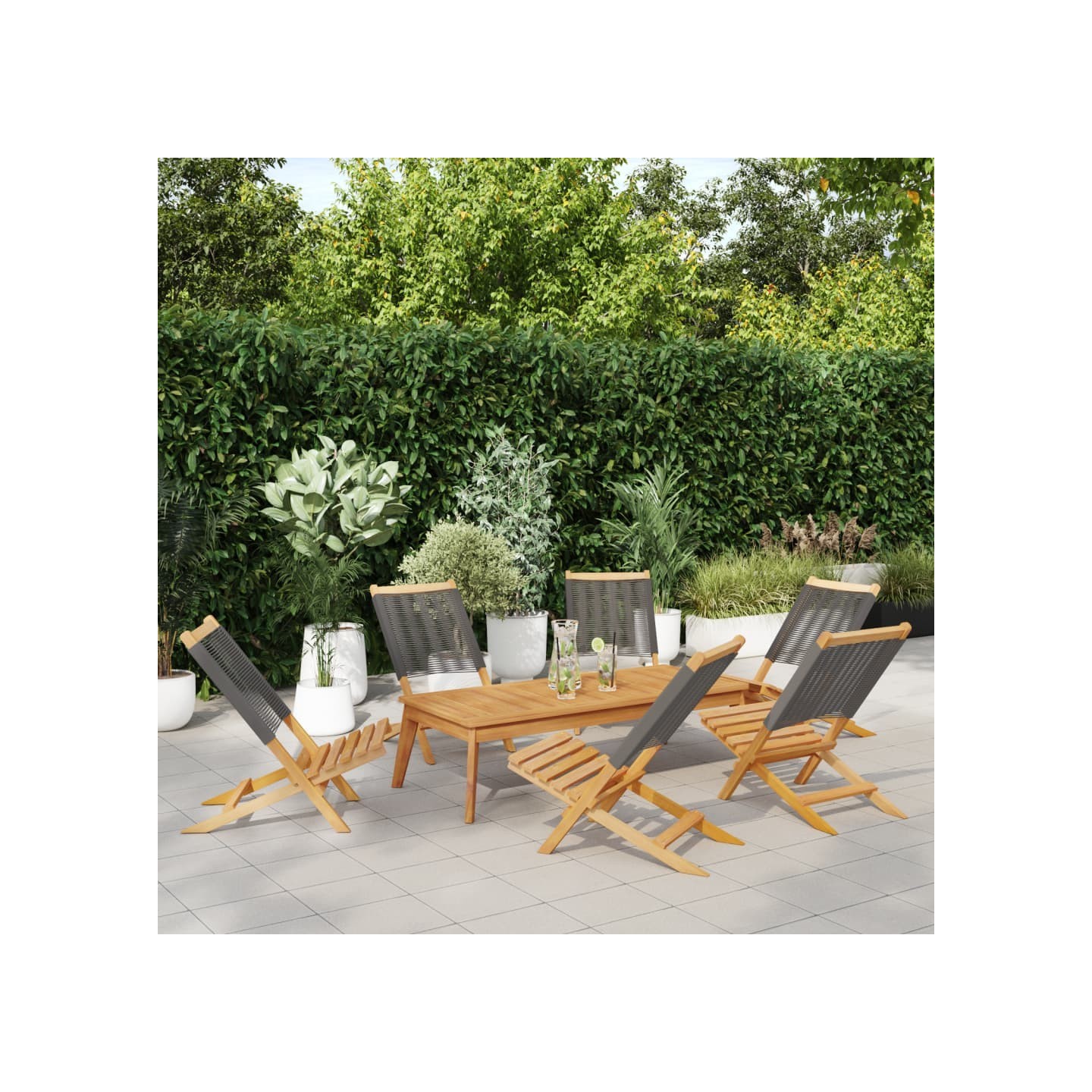 Chaises pliantes 6 pièces en bois d'acacia massif gris