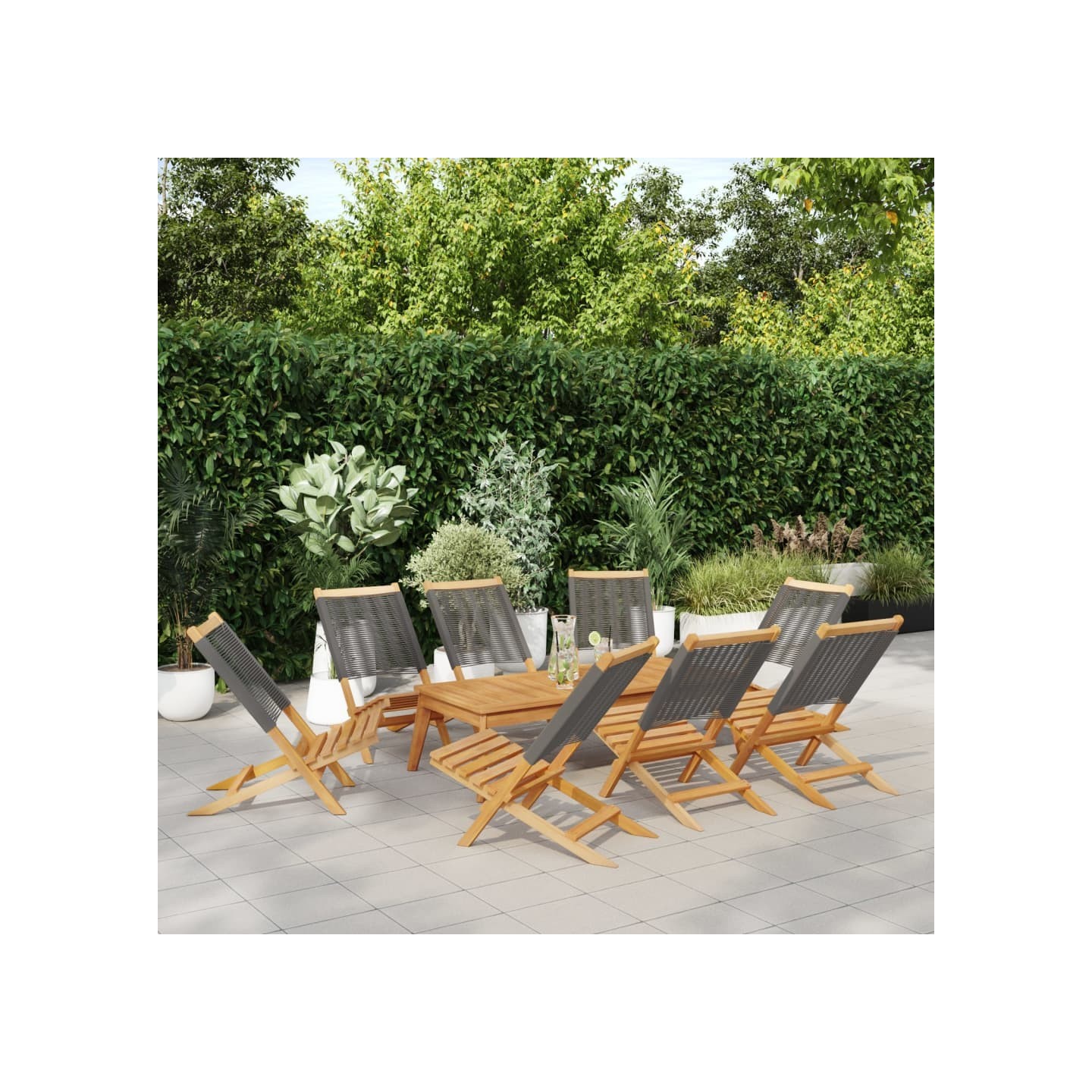 Chaises pliantes 8 pièces en bois d'acacia massif gris