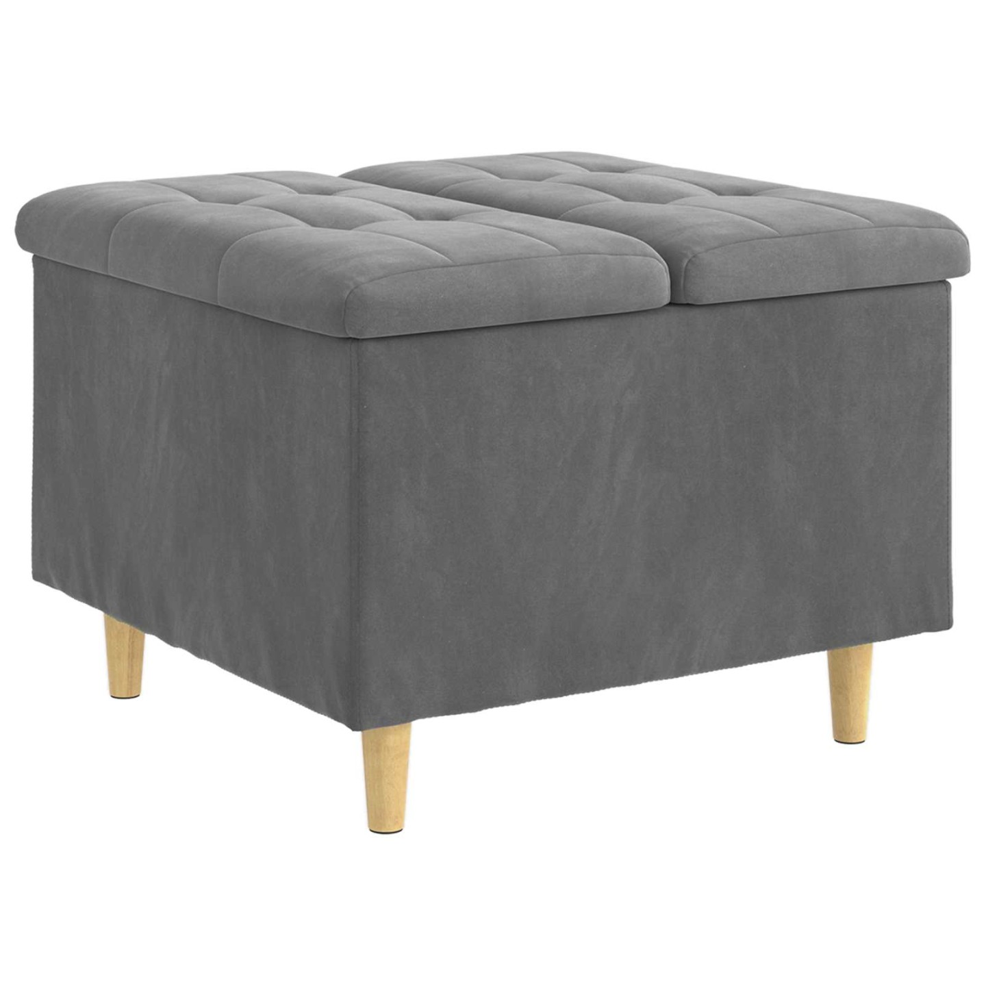 Ottoman avec rangement Gris foncé 60 x 60 x 45 cm Velours