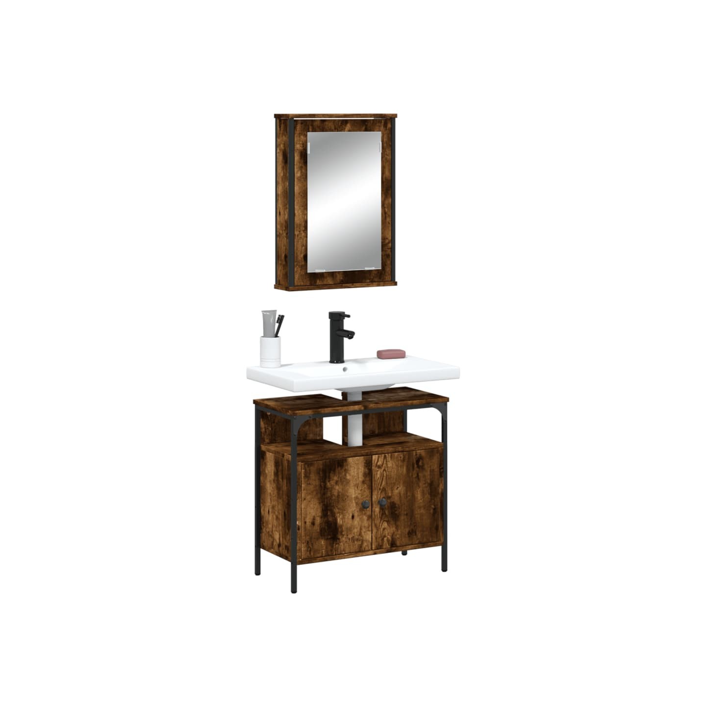 Ensemble de meubles de salle de bain 2 pcs Chêne fumé