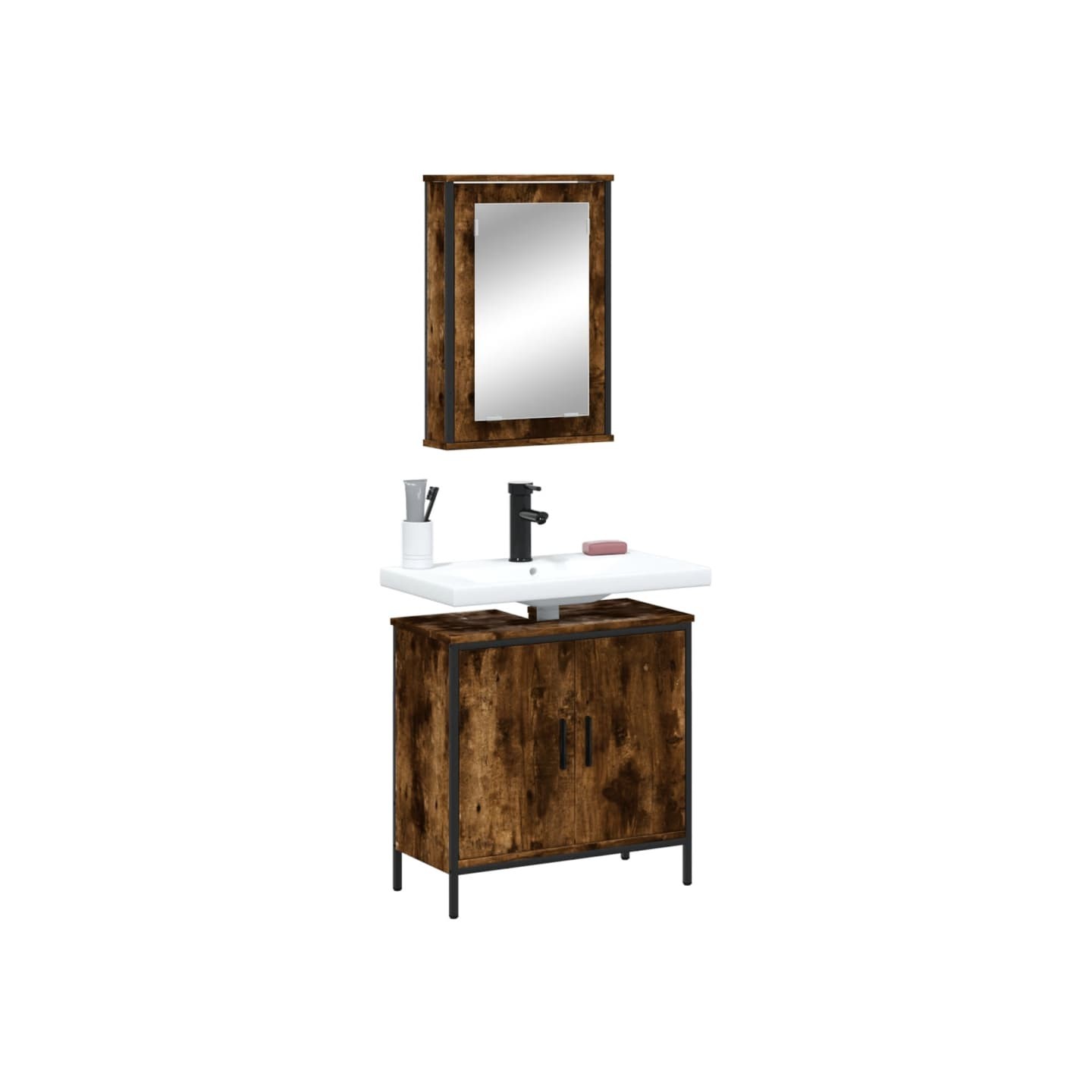 Ensemble de meubles de salle de bain 2 pcs Chêne fumé