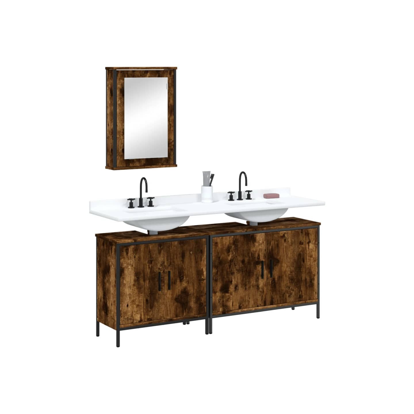 Ensemble de meubles de salle de bain 3 pcs Chêne fumé