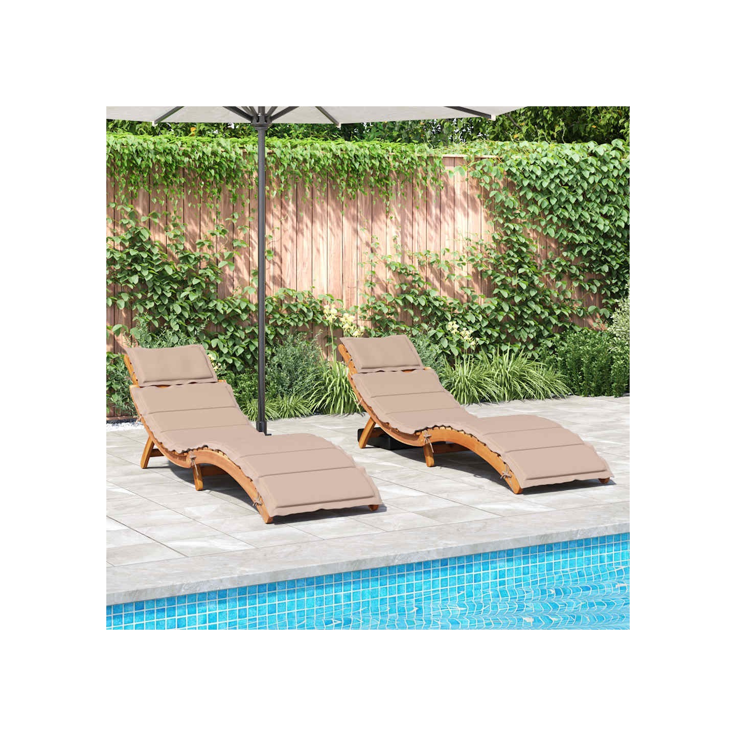 Chaises longues avec coussins lot de 2 taupe bois massif acacia