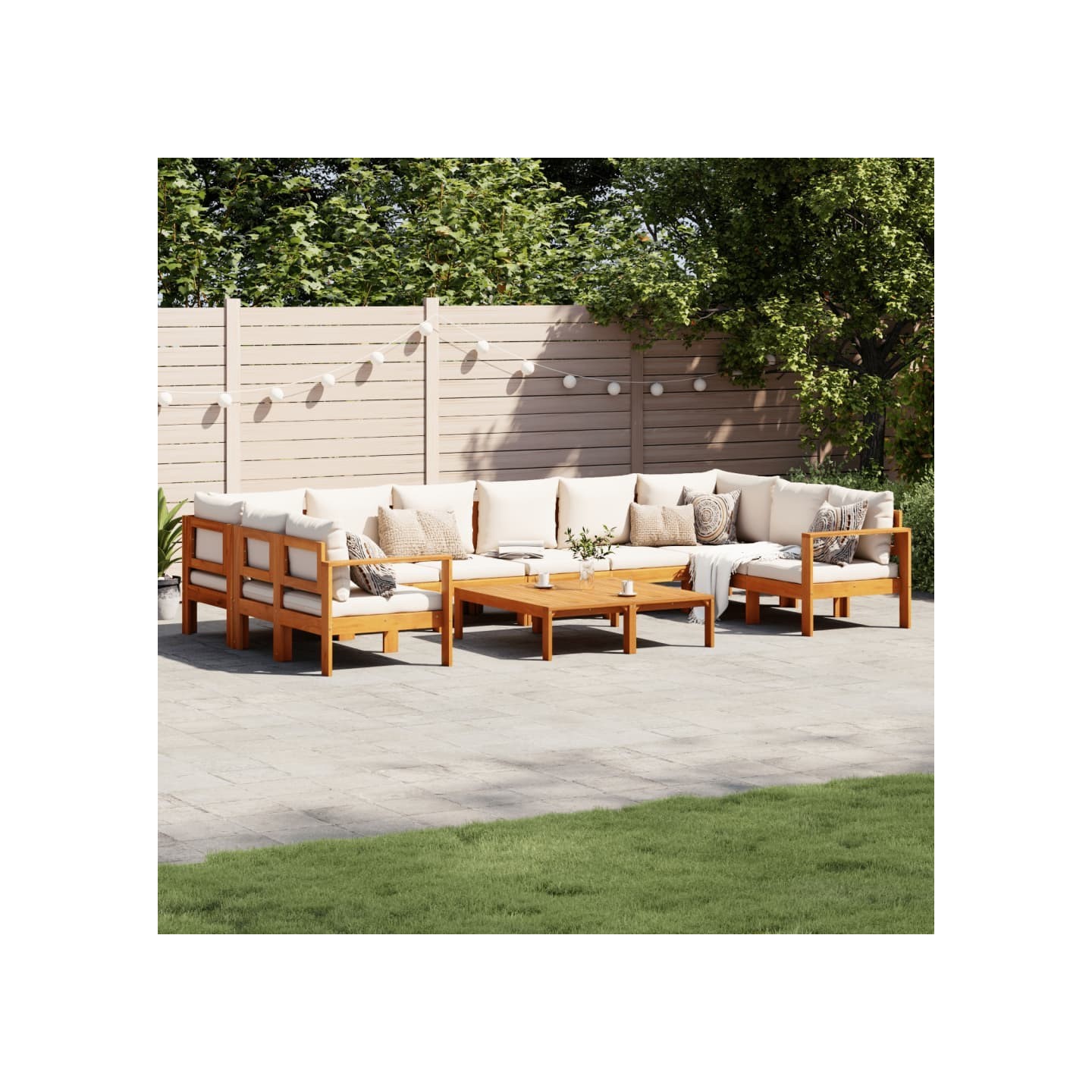 Salon de jardin avec coussins 8 pcs bois massif d'acacia