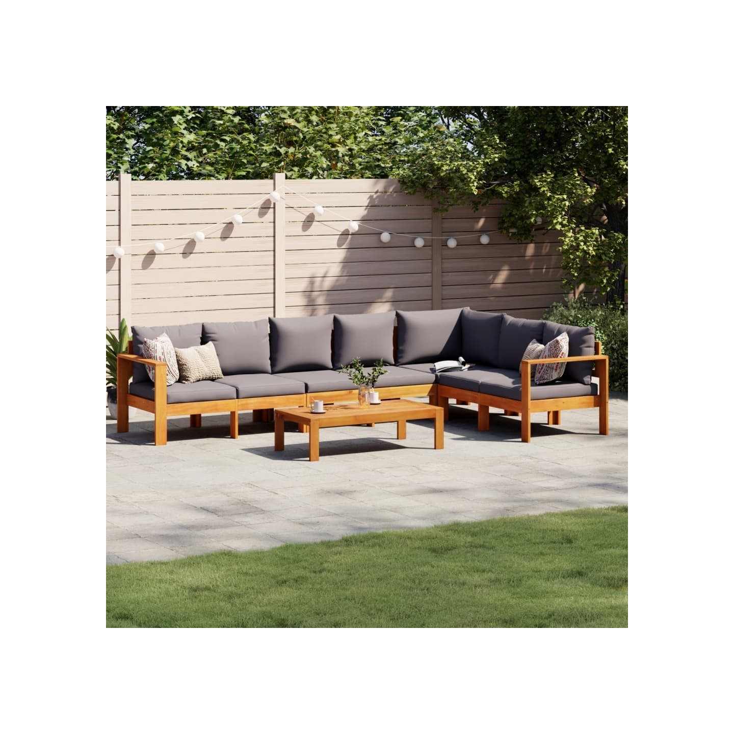 Salon de jardin avec coussins 5 pcs Bois d'acacia solide