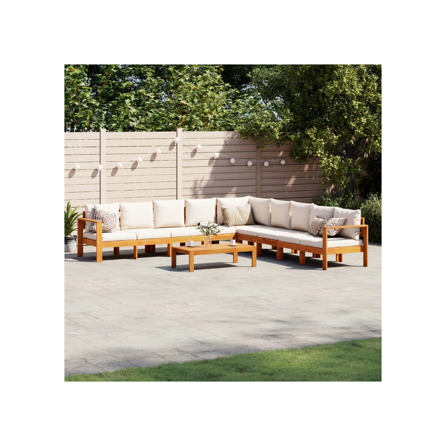 Salon de jardin avec coussins 6 pcs bois d'acacia solide