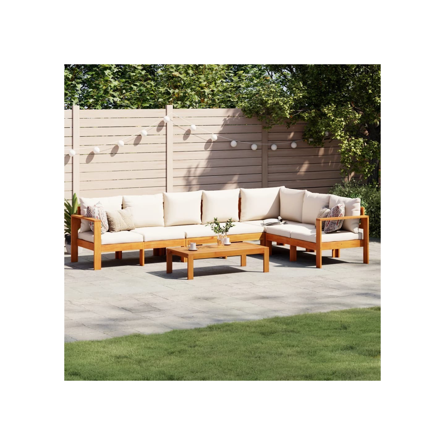 Salon de jardin avec coussins 5 pcs Bois d'acacia solide