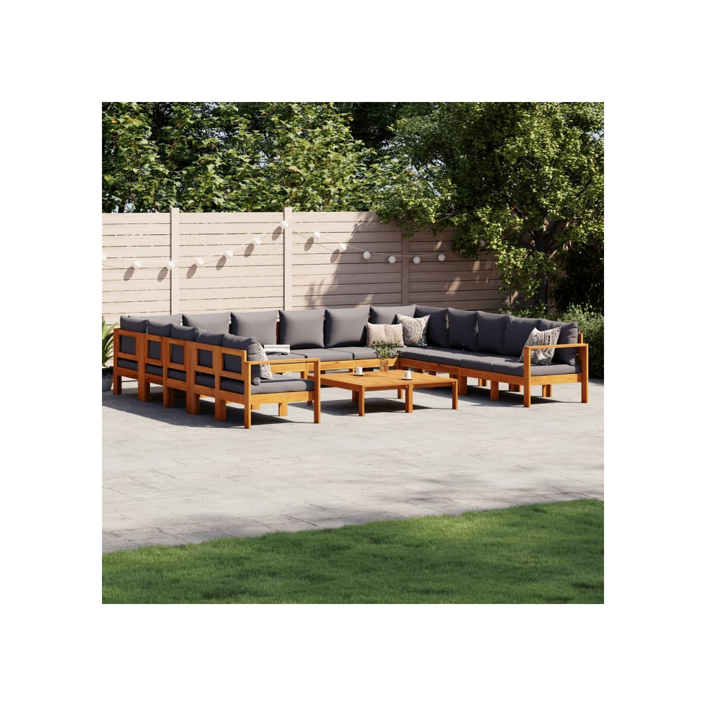 Salon de jardin avec coussins 10 pcs bois d'acacia solide