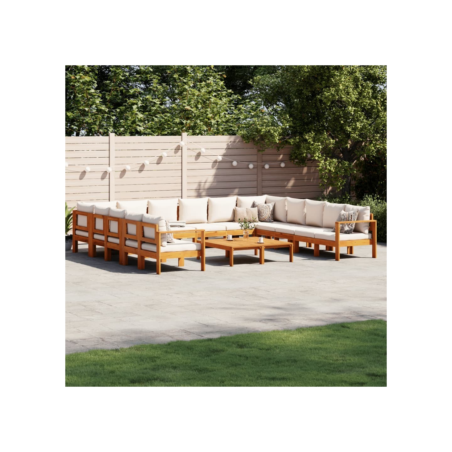 Salon de jardin avec coussins 10 pcs bois d'acacia solide