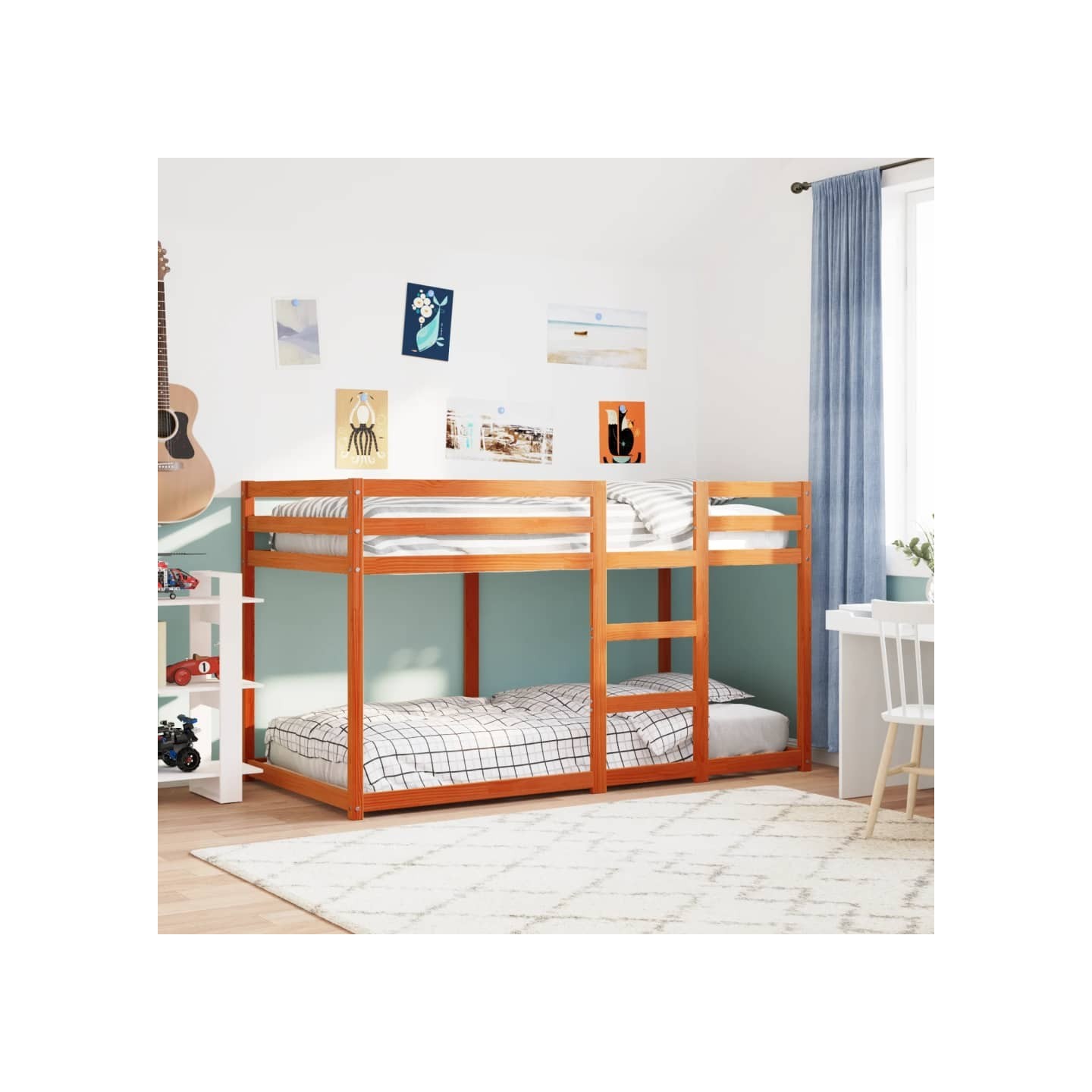 Lit superposé sans matelas cire marron 90x190 cm pin massif