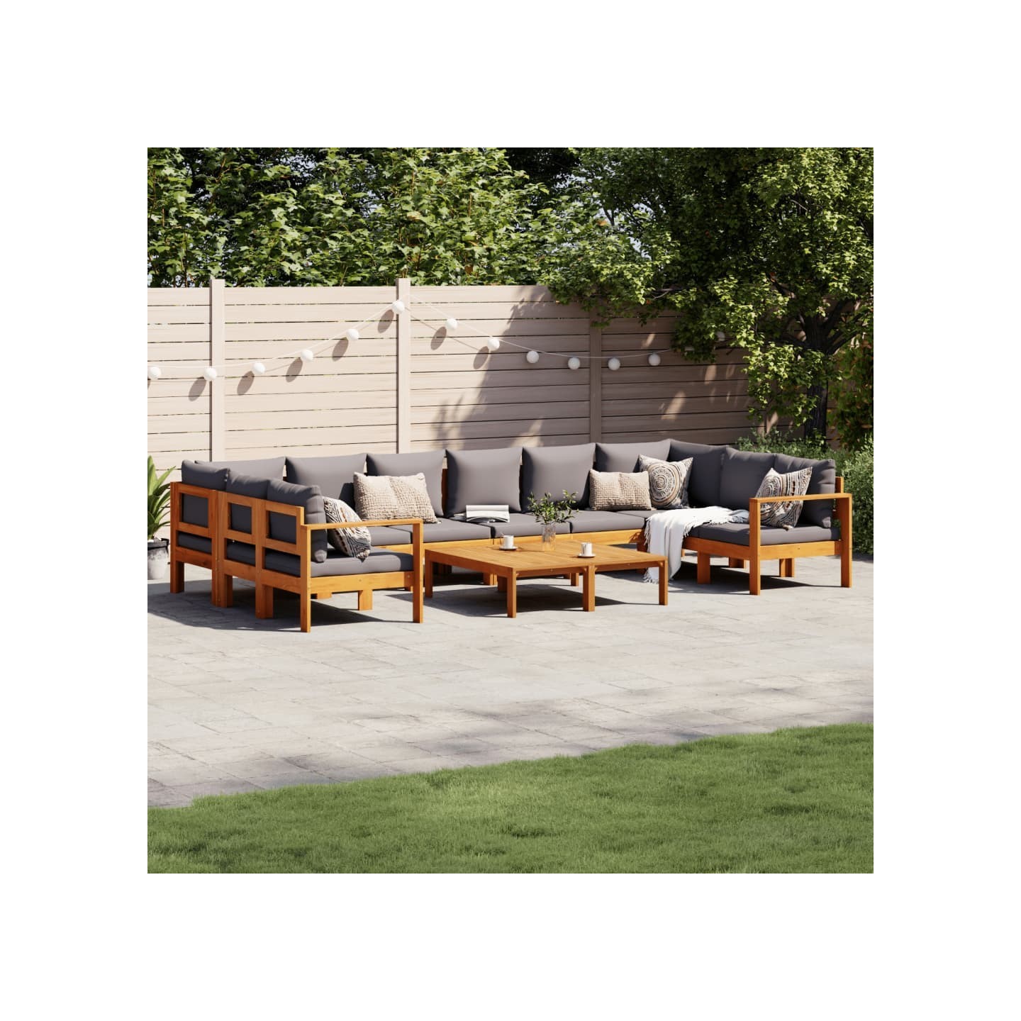 Salon de jardin avec coussins 8 pcs bois massif d'acacia