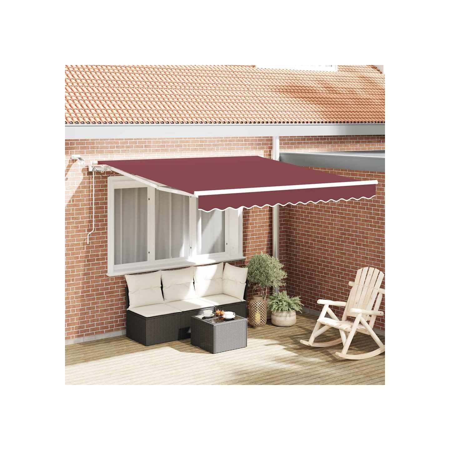 Auvent rétractable automatique avec LED bordeaux 300x250 cm