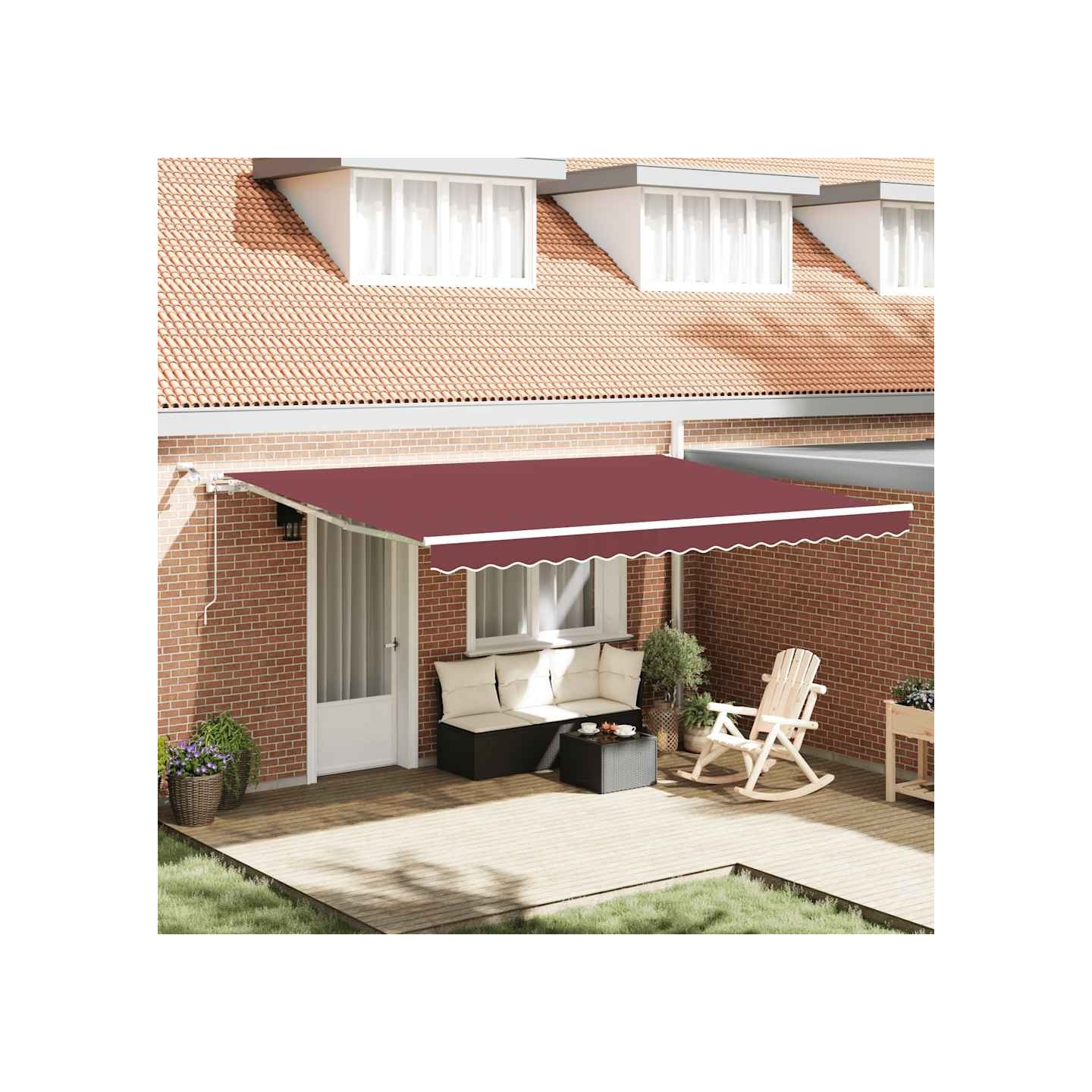 Auvent rétractable automatique avec LED bordeaux 450x300 cm