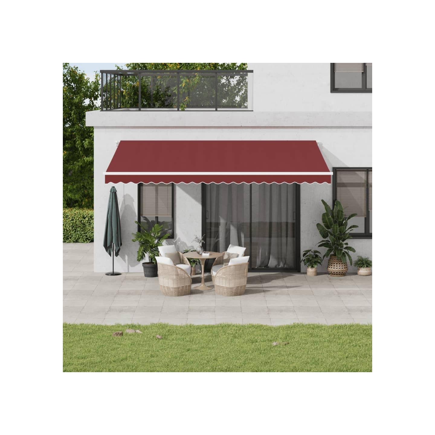 Auvent rétractable automatique bordeaux 500x350 cm