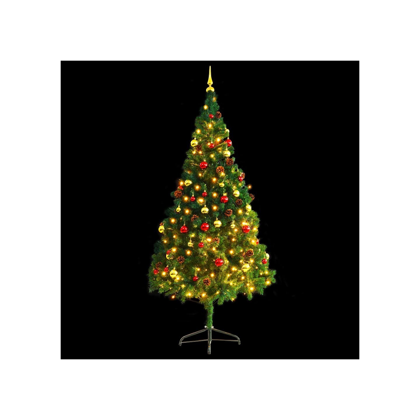 Arbre de Noël artificiel pré-éclairé avec boules vert 210 cm