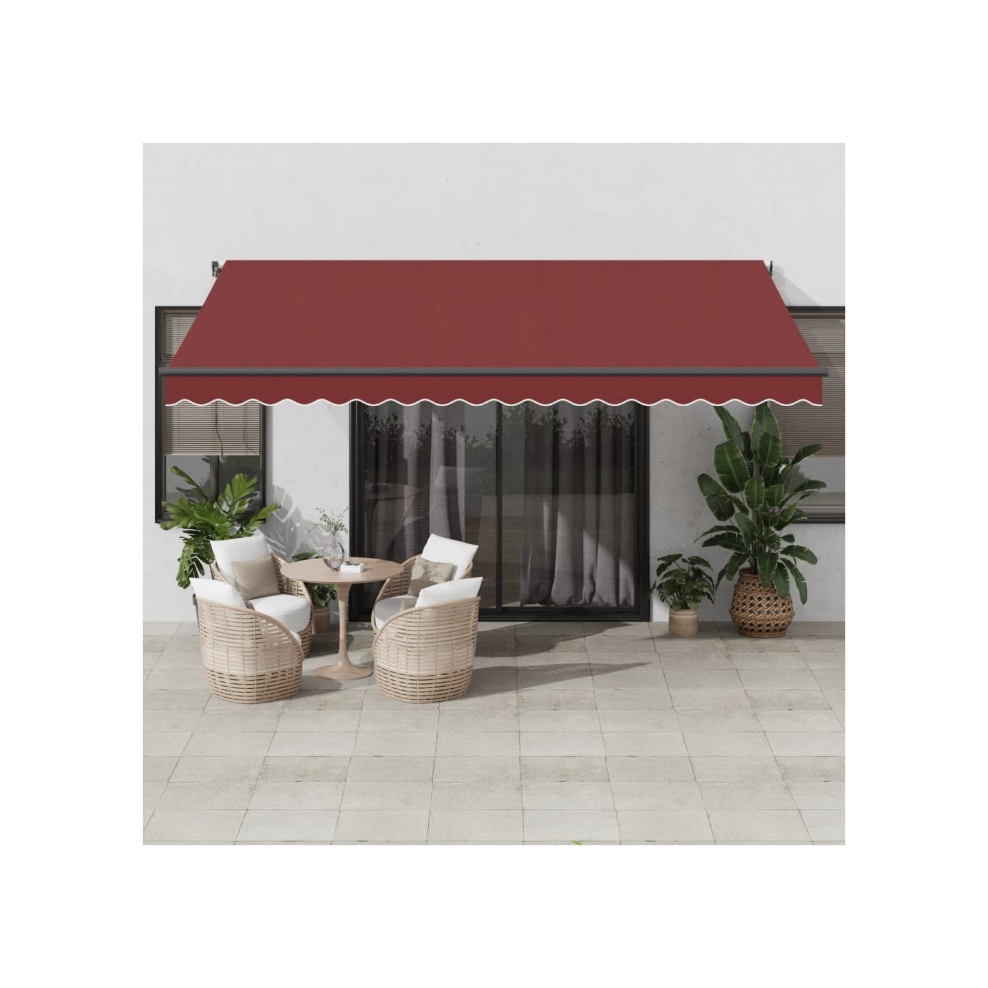 Auvent rétractable automatique avec LED bordeaux 450x350 cm
