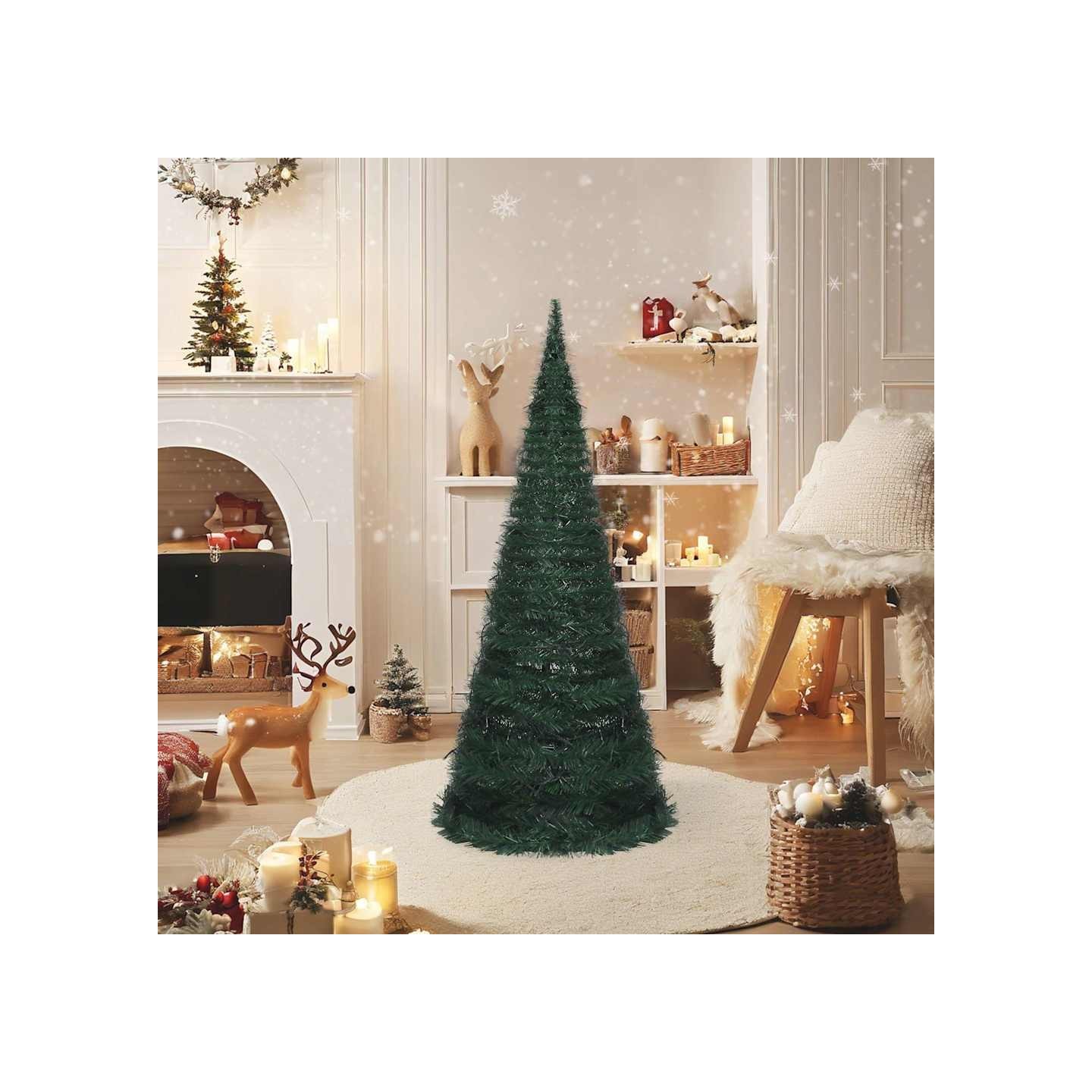 Sapin de Noël artificiel pré-éclairé avec guirlandes vert 150cm