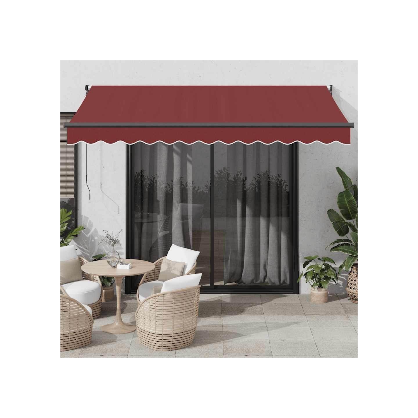 Auvent rétractable automatique bordeaux 350x250 cm