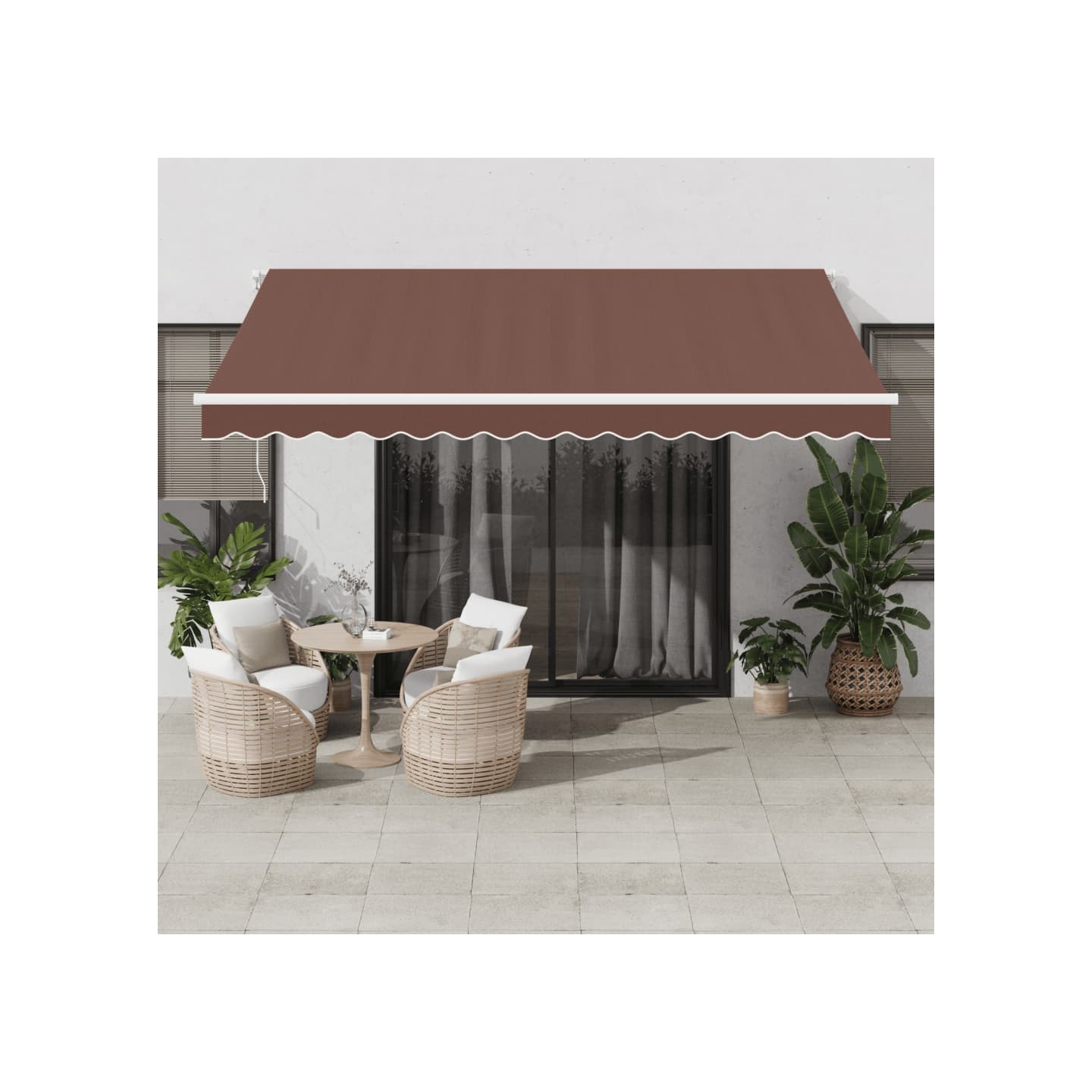 Auvent rétractable automatique avec LED marron 400x350 cm
