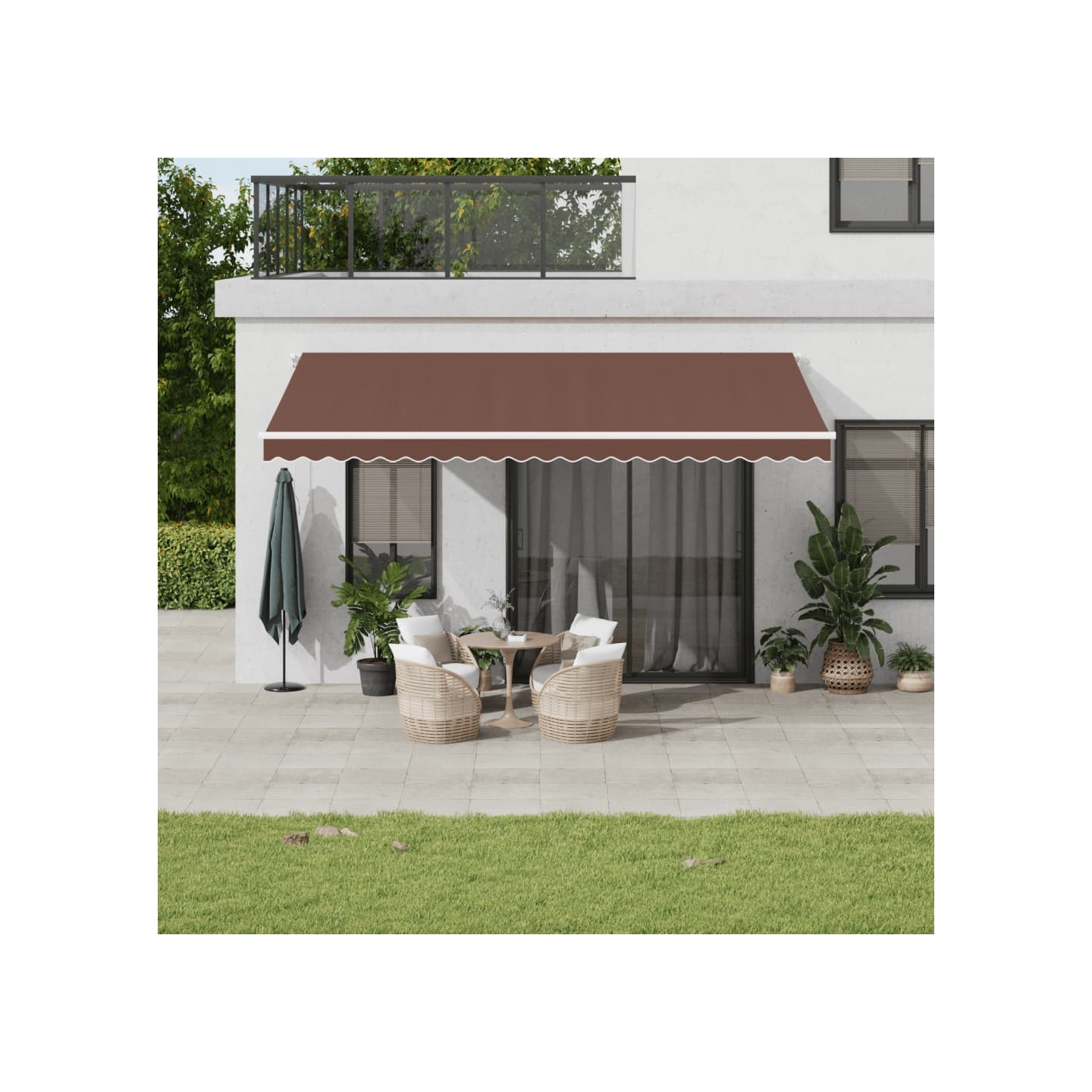 Auvent rétractable automatique marron 500x350 cm