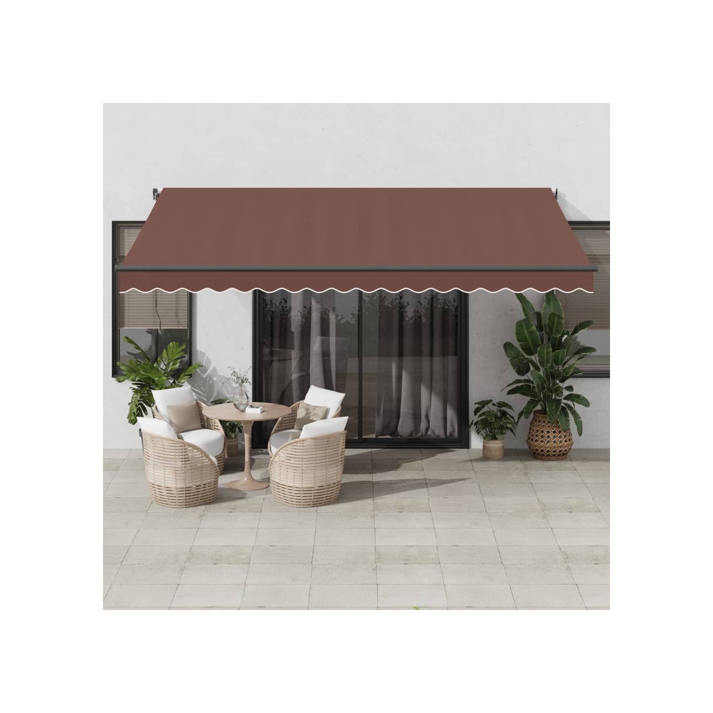 Auvent rétractable automatique avec LED marron 450x350 cm