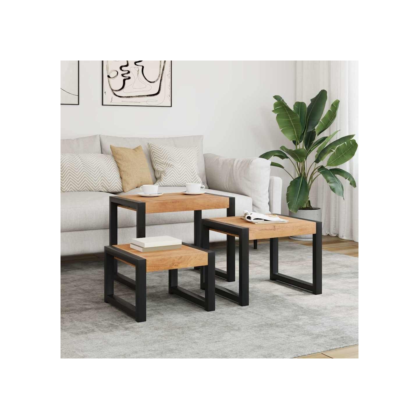 Tables gigognes 3 pcs Bois solide
