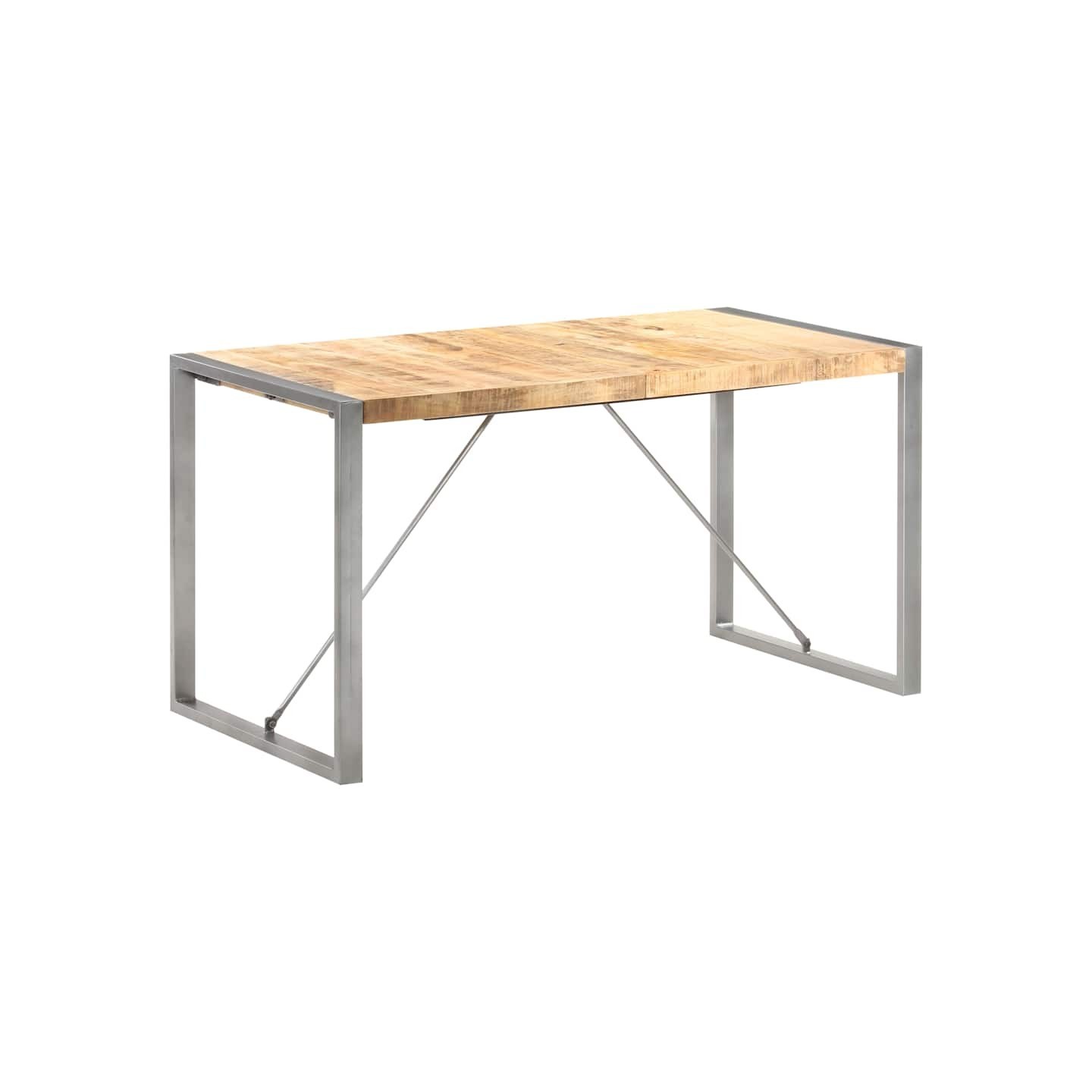 Table à manger 140x70x75 cm bois de manguier massif brut