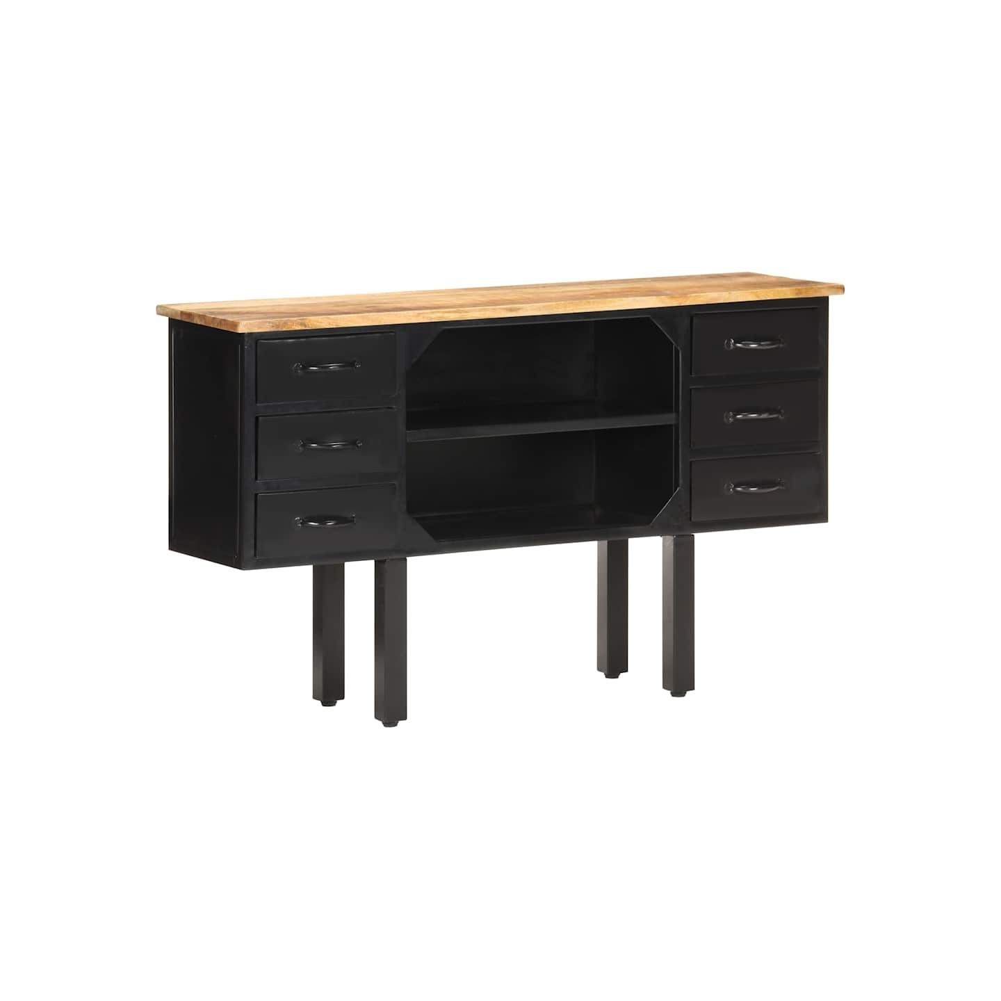 Buffet 110x30x65 cm Bois de manguier massif brut et acier