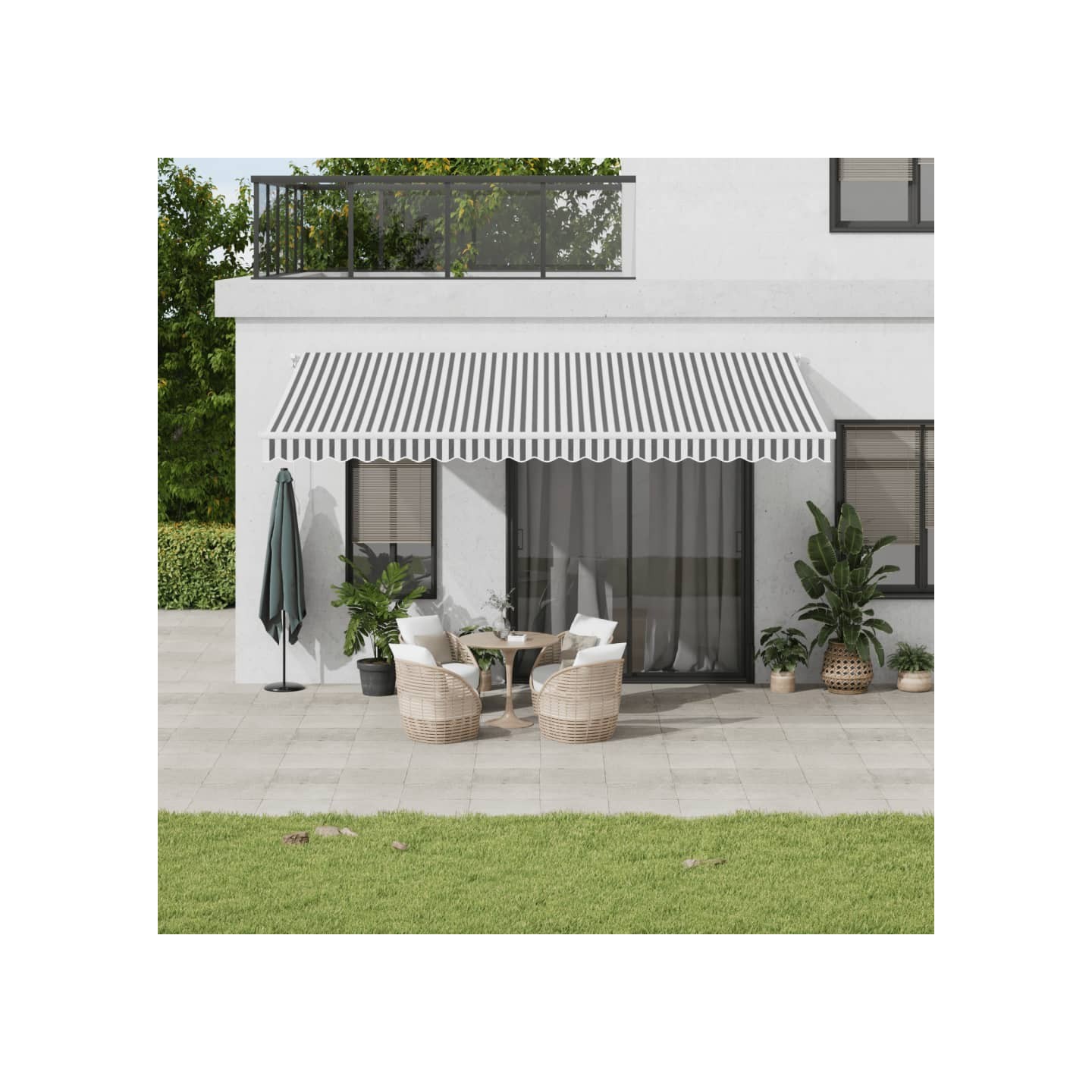 Auvent rétractable automatique anthracite et blanc 500x350 cm
