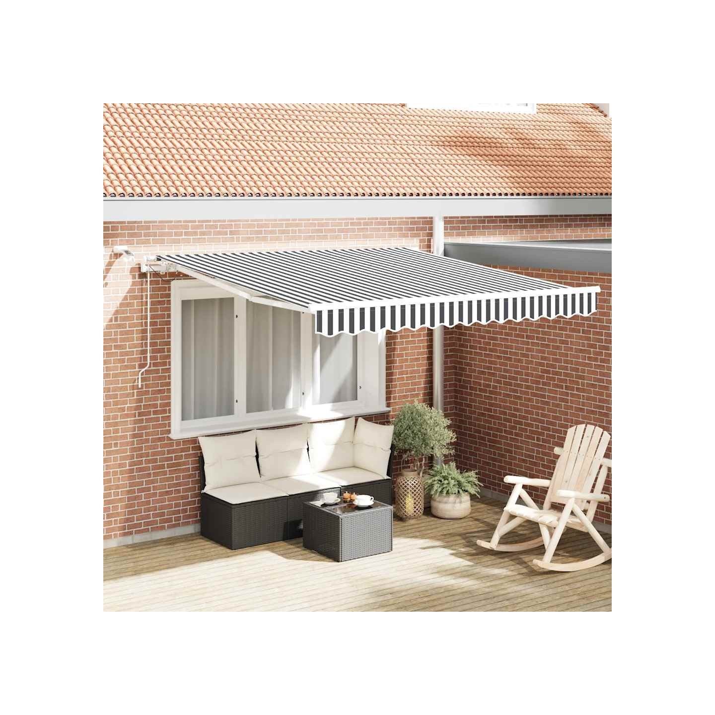 Auvent rétractable automatique avec LED anthracite et blanc