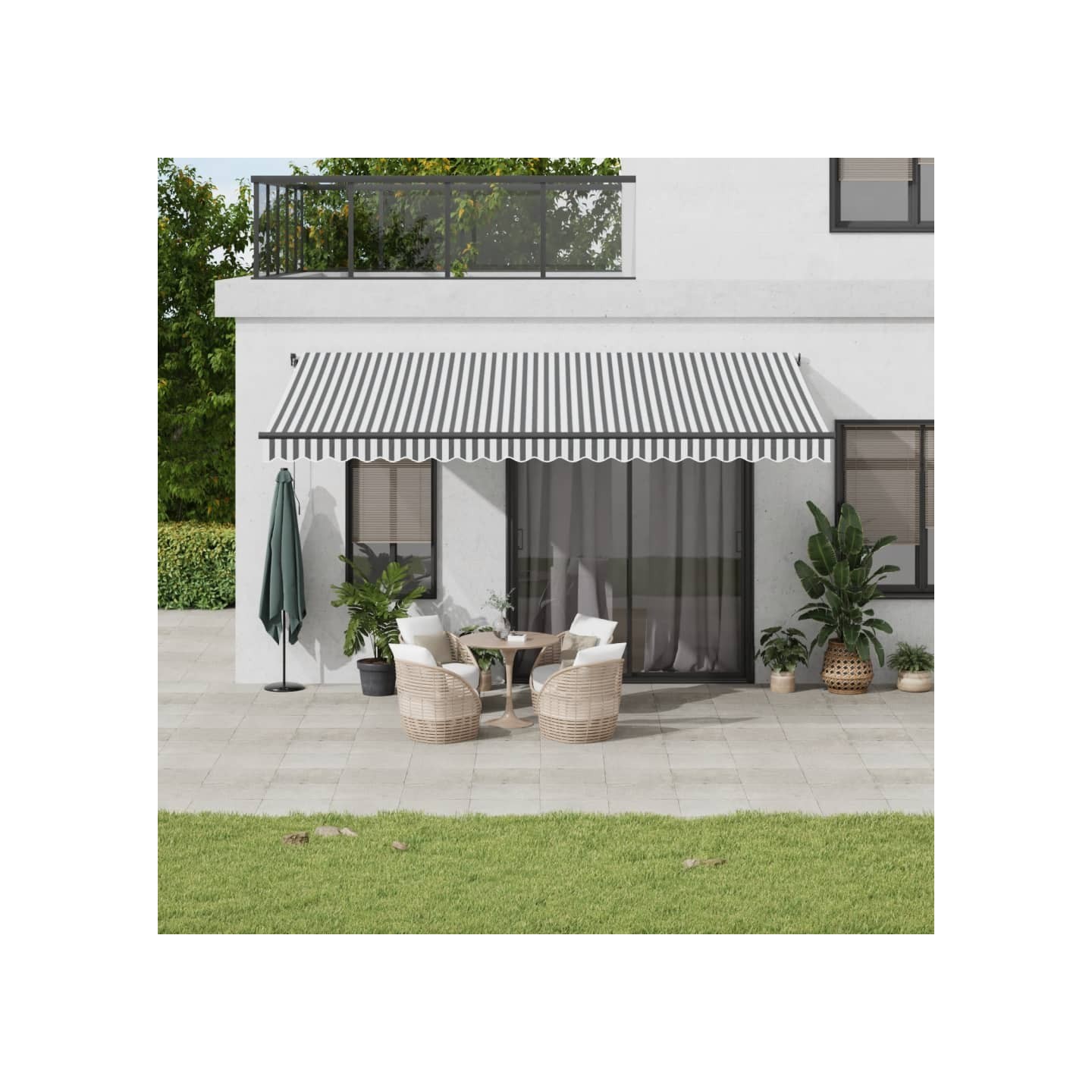 Auvent rétractable automatique avec LED anthracite et blanc