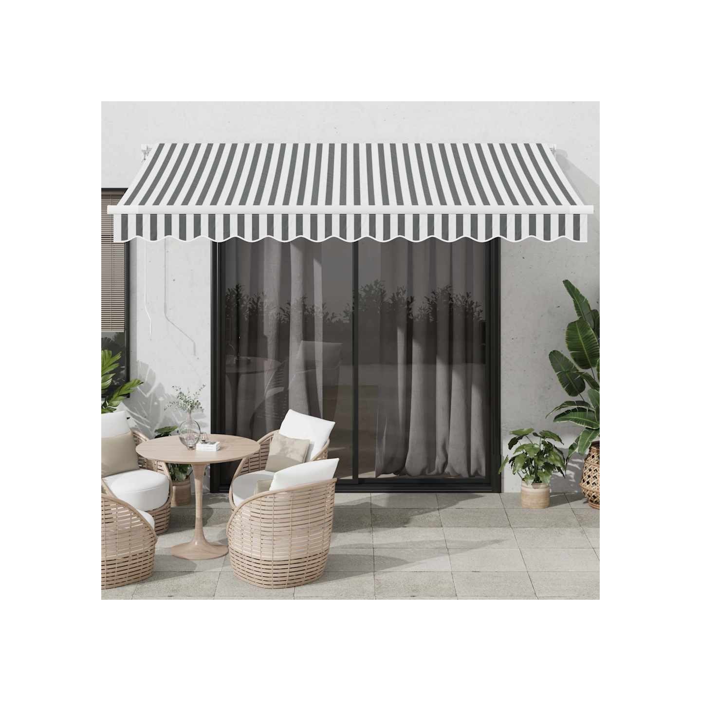 Auvent manuel rétractable anthracite et blanc 350x250 cm
